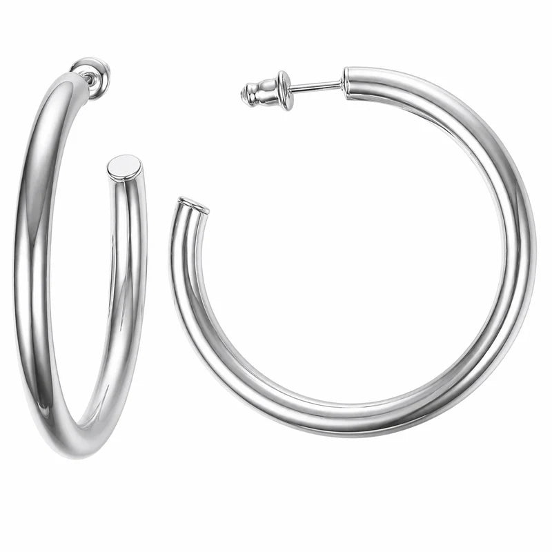 Sahira Clara Hoop 1.4 Inches Silver
