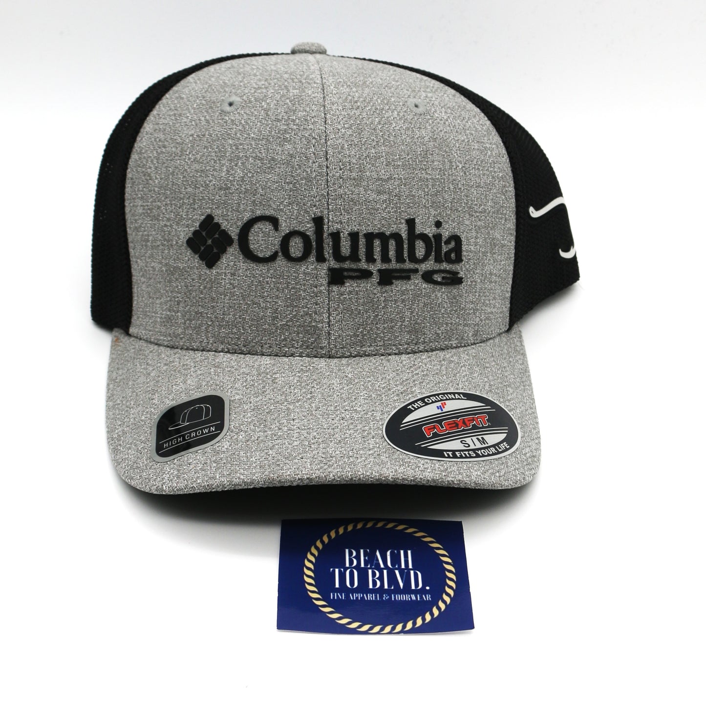 Columbia Sportswear PFG Logo Flexfit Mesh Ball Cap - High Crown
