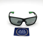 Costa Cat Cay 06S9024- Matte Black with Green Logo/ Gray Silver Mirror