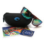 Costa Reefton Polarized Sunglasses - Retro Tortoise Frame w/ Green Mirror Glass Lens