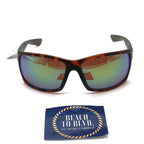 Costa Reefton Polarized Sunglasses - Retro Tortoise Frame w/ Green Mirror Glass Lens