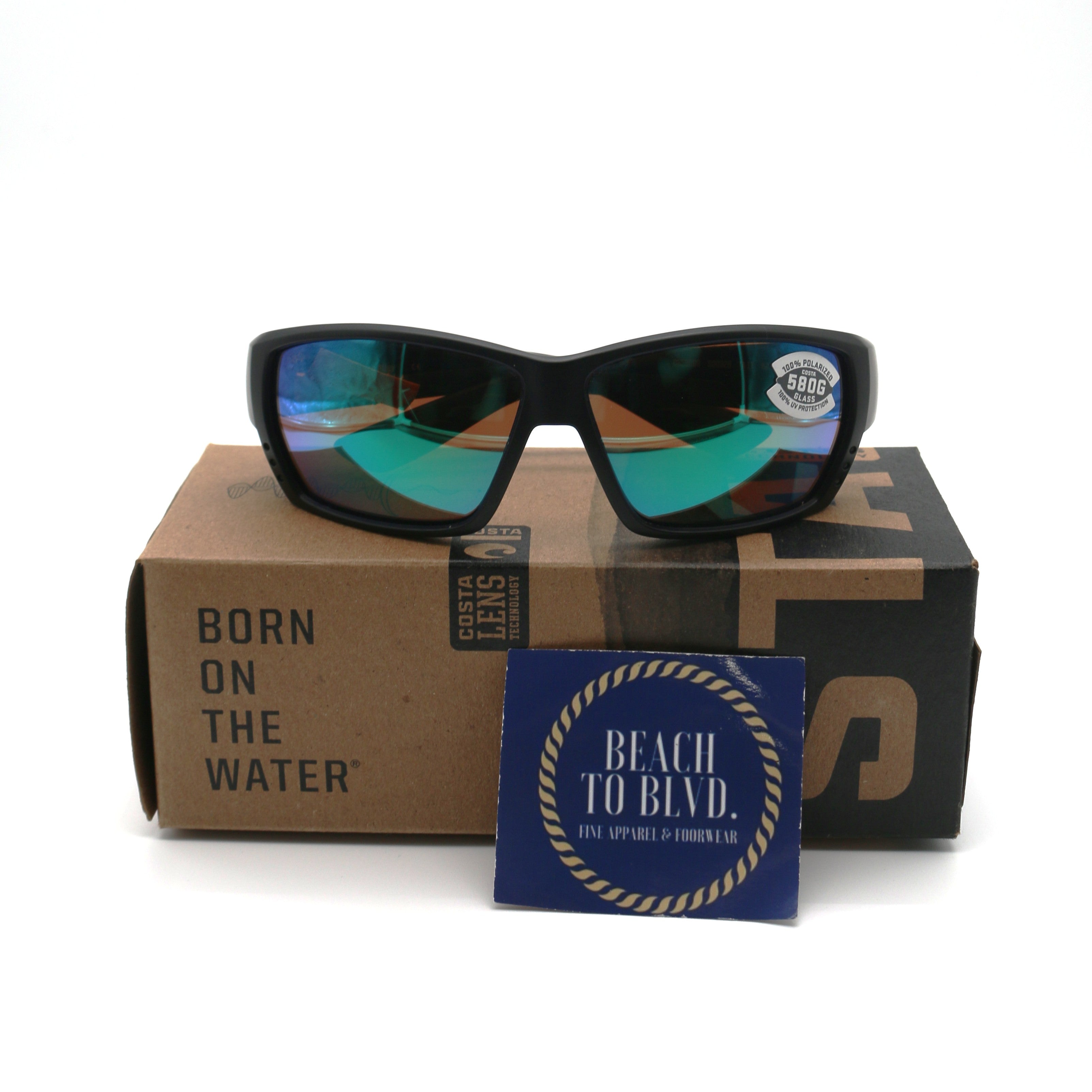 Costa Sunglasses Tuna Alley - Black Frame w\ Green Mirror Lens