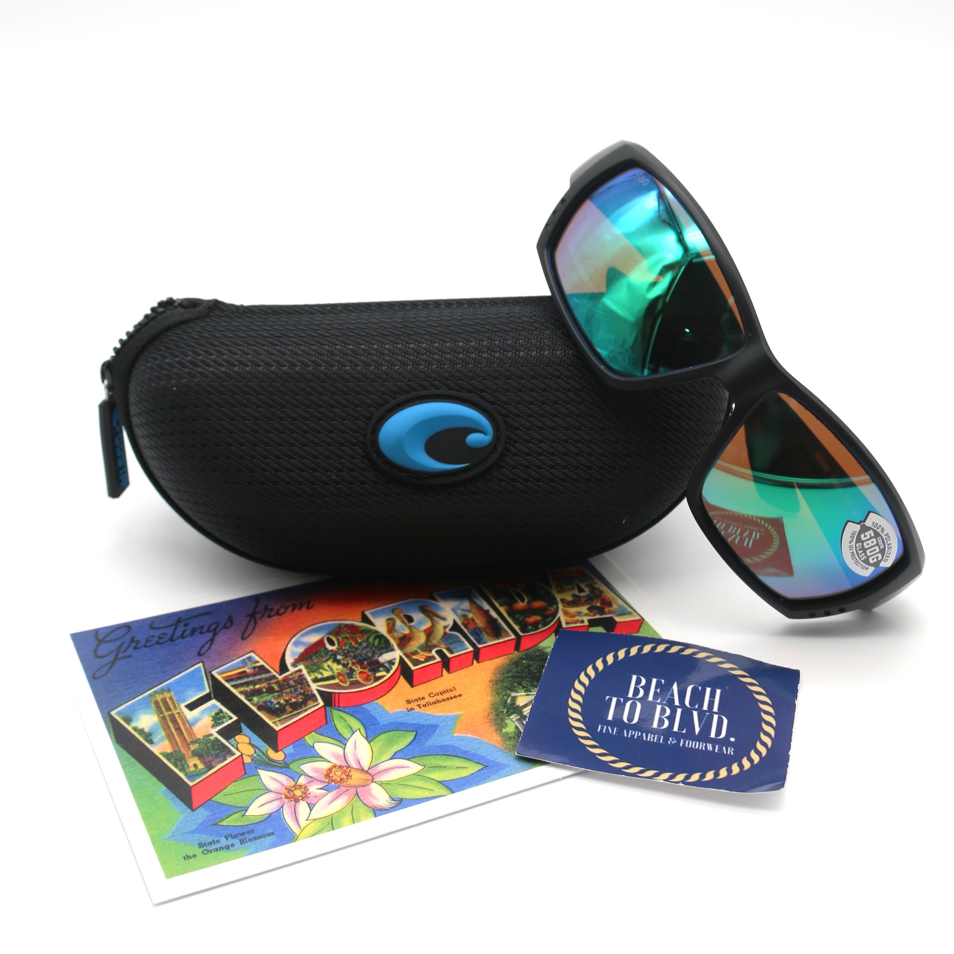 Costa Sunglasses Tuna Alley - Black Frame w\ Green Mirror Lens
