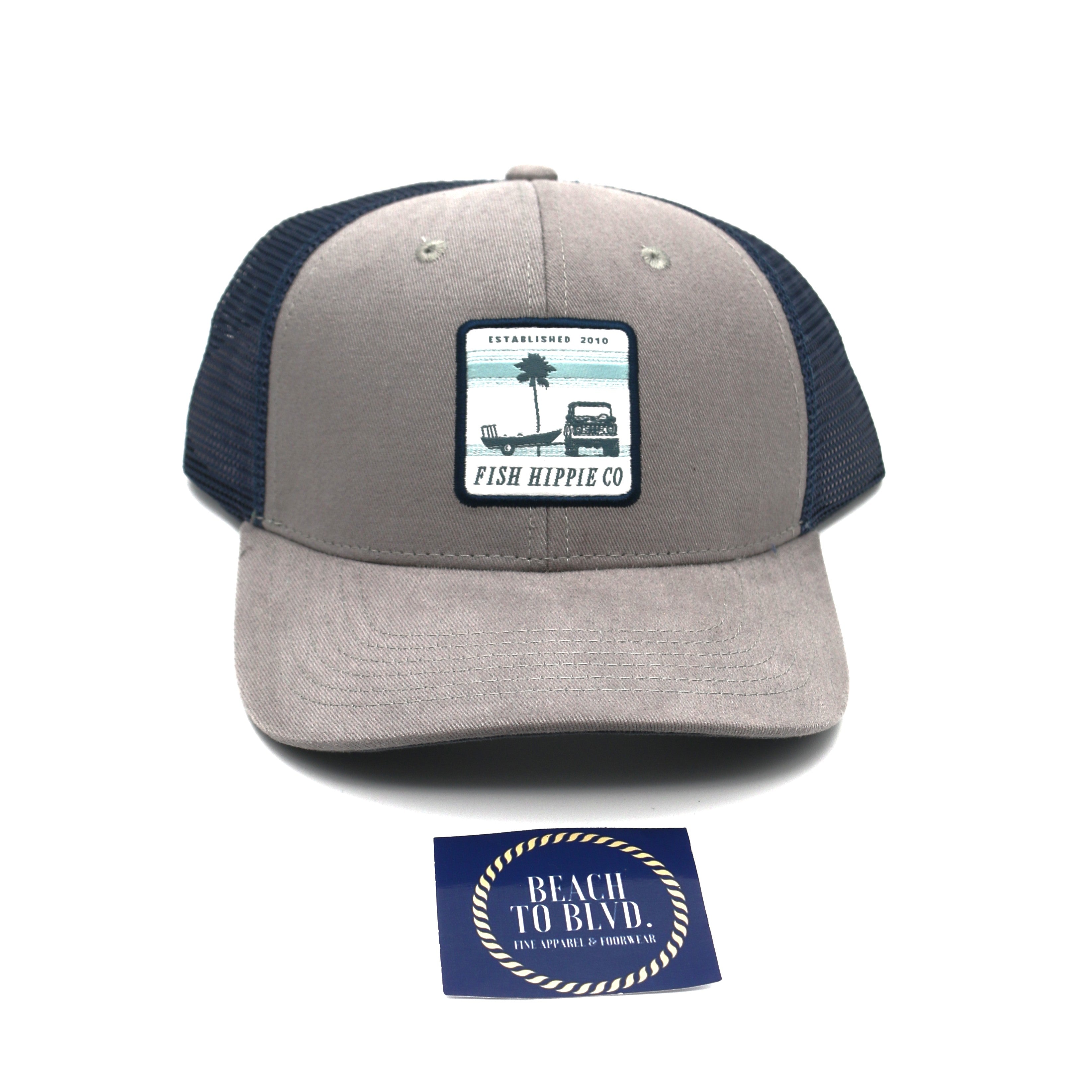 Fish Hippie Prompt Trucker Hat - Grey