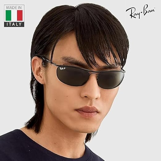 Ray-Ban 0RB3119 Olympian I Deluxe Sunglasses - Polished Black Frame / Green Polarized Lens