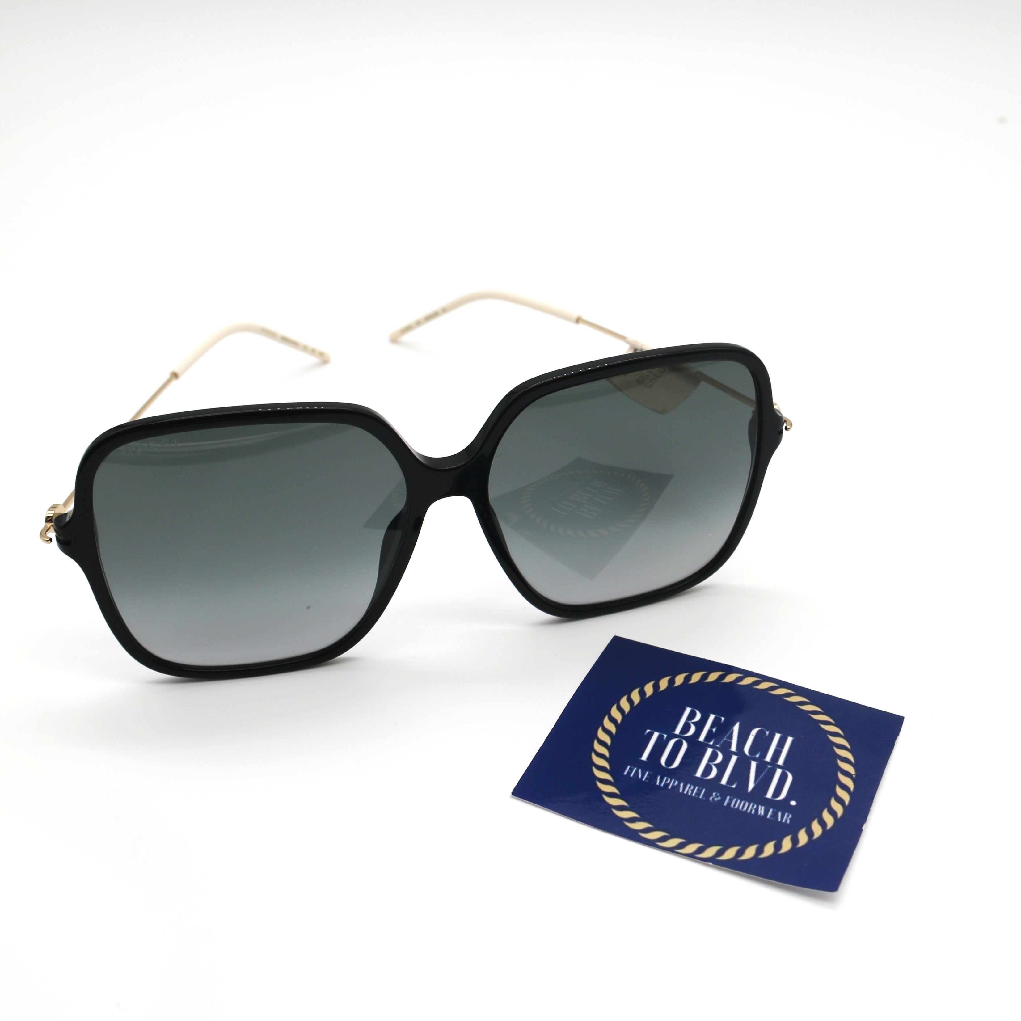 Gucci GG1267S Sunglasses Women's Black/Gold/Grey Gradient - BeachToBlvd