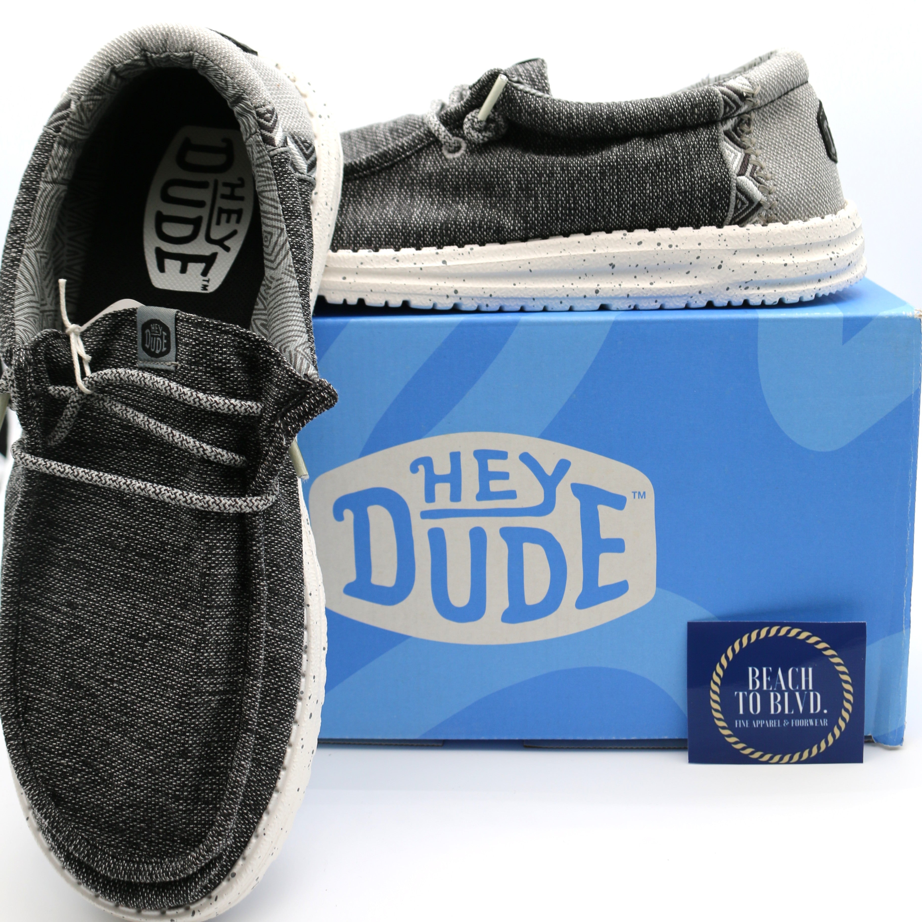 Heydude Wally Coastline Men's Shoes - Black/White - BeachToBlvd