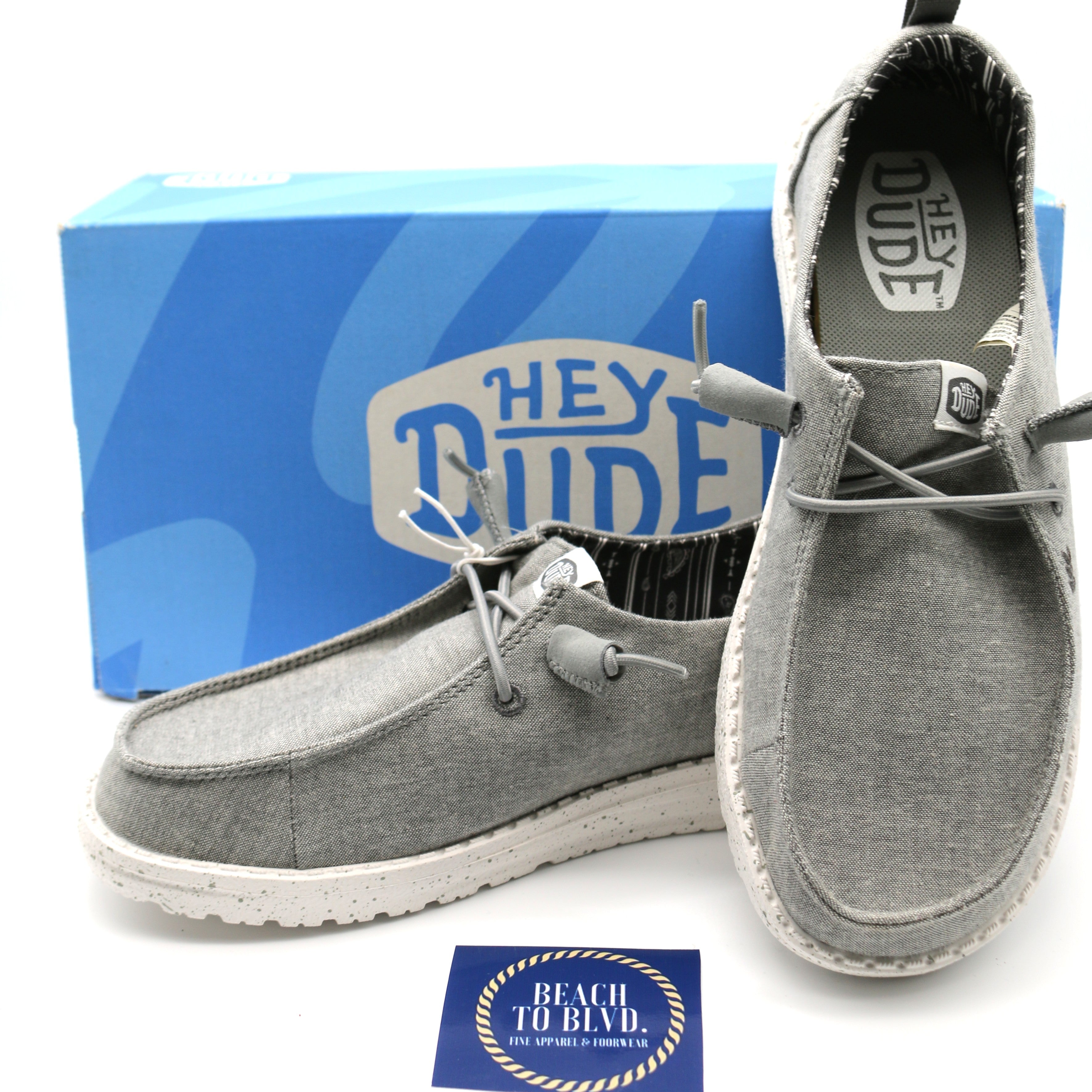 Heydude Wendy Chambray Women's Shoes - Grey - BeachToBlvd