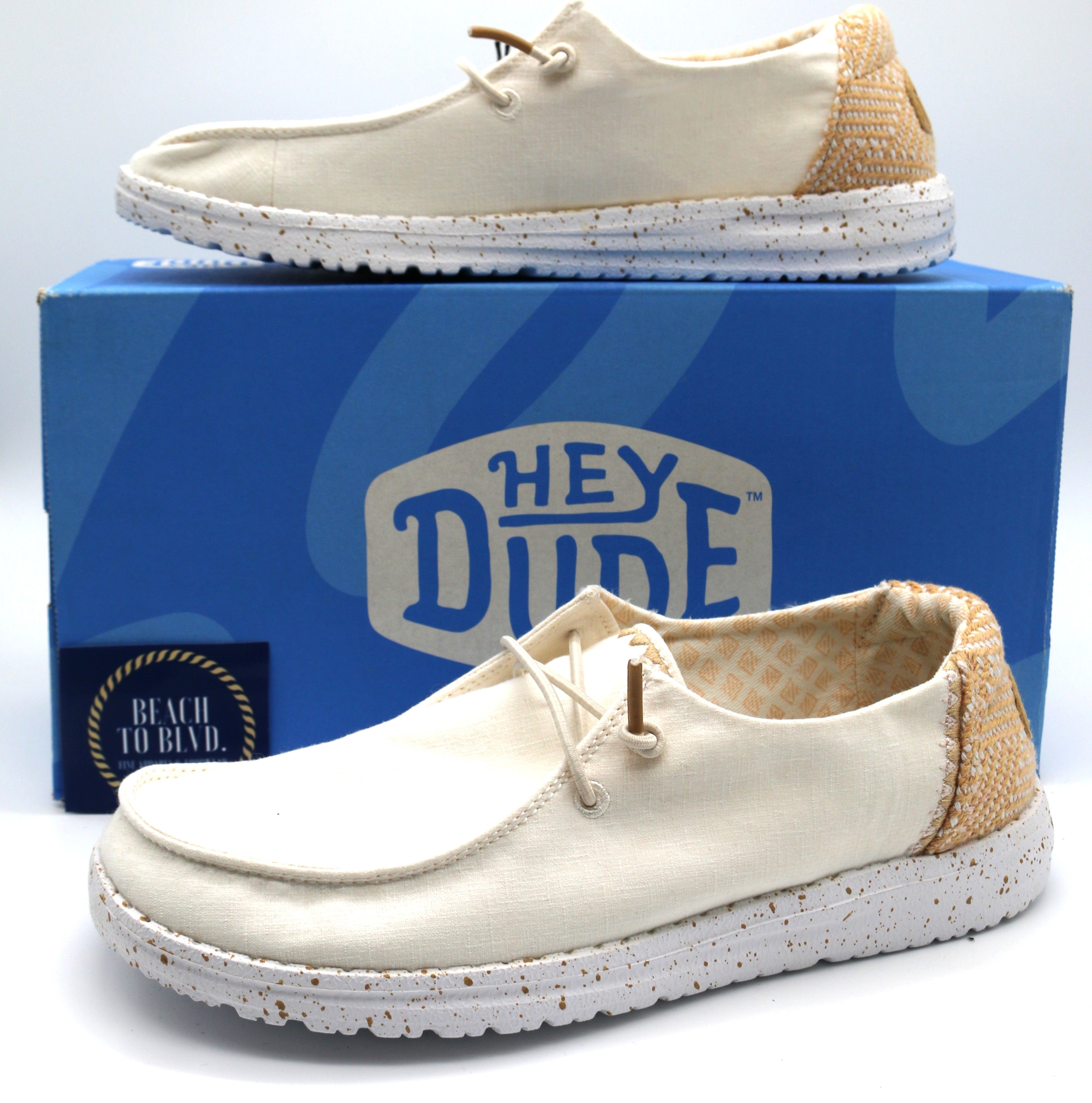 Heydude Wendy Chambray Women's Shoes - White Sand - BeachToBlvd