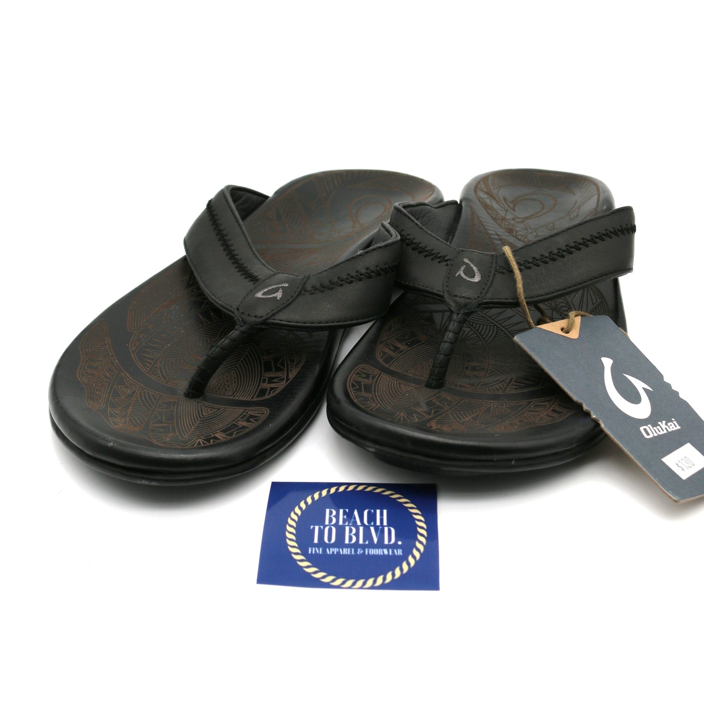 Olukai Hiapo Men's Leather Beach Sandals Lava Rock