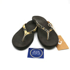 Olukai Ho'opio Leather Women's Beach Sandals - Tan/Mo'o - Gold - BeachToBlvd