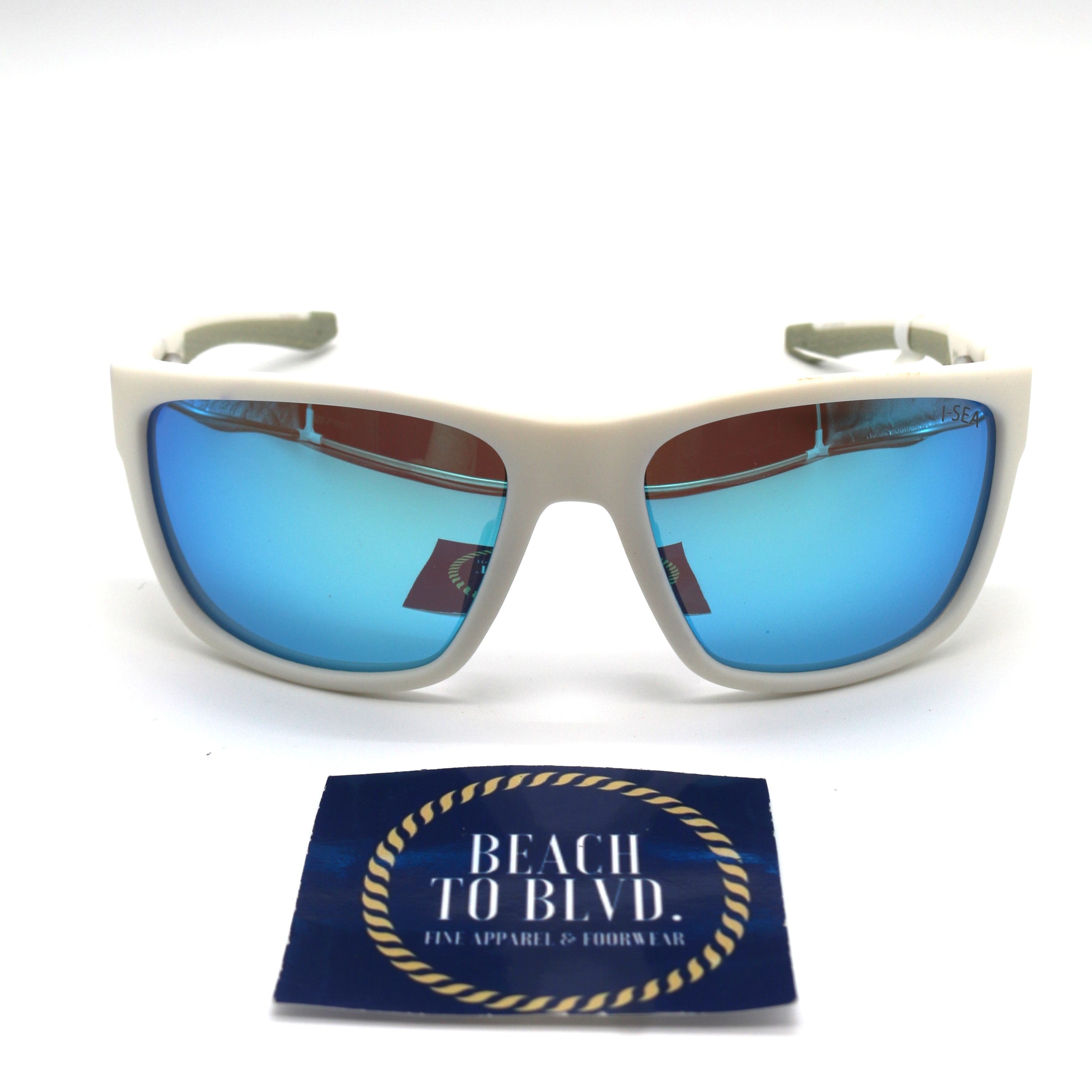 I-SEA Greyson 2.0 Men's Polarized Sunglasses - White Frame/Blue Lens