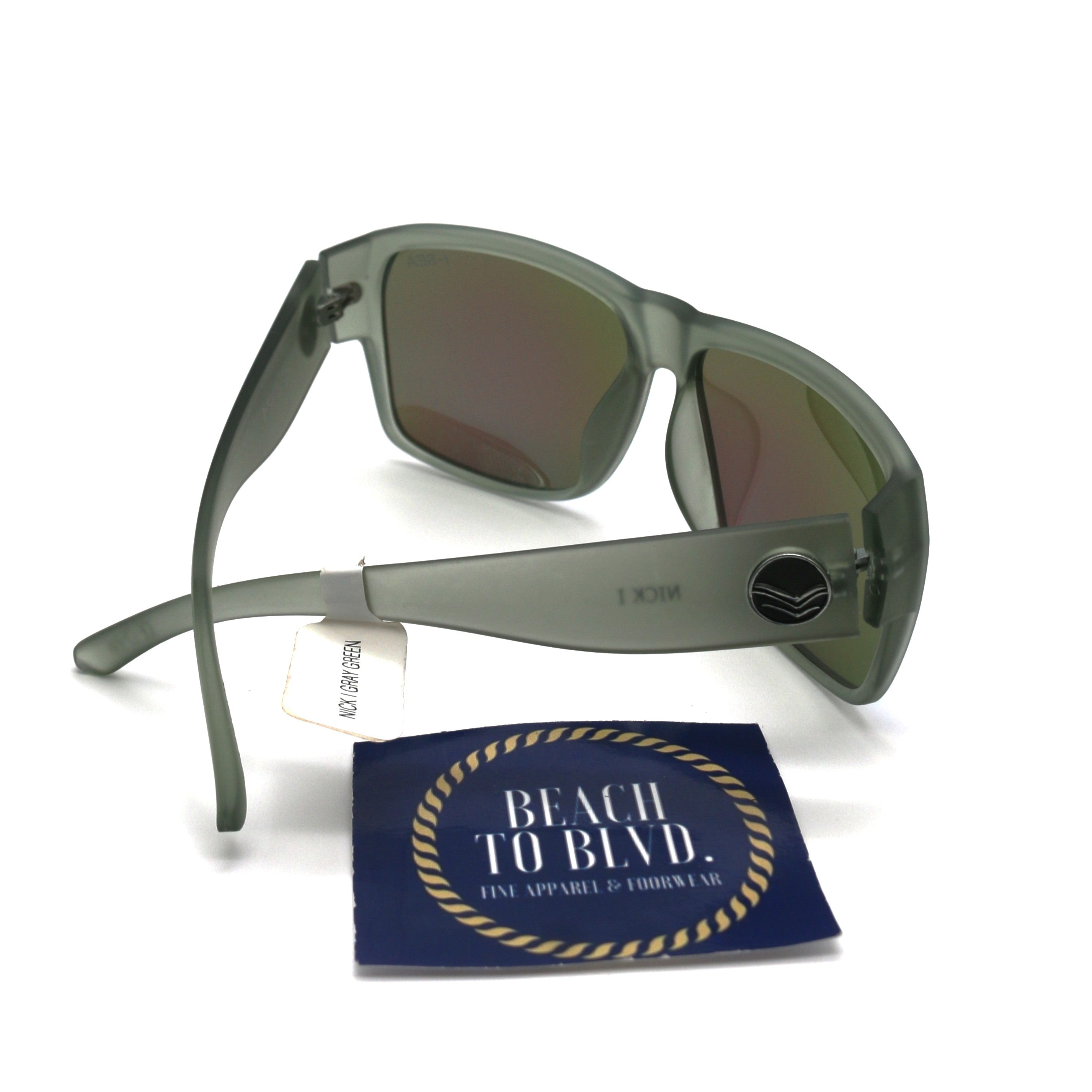 I-SEA Nick I Men's Polarized Sunglasses - Gray Frame/Green Mirror Blue Lens