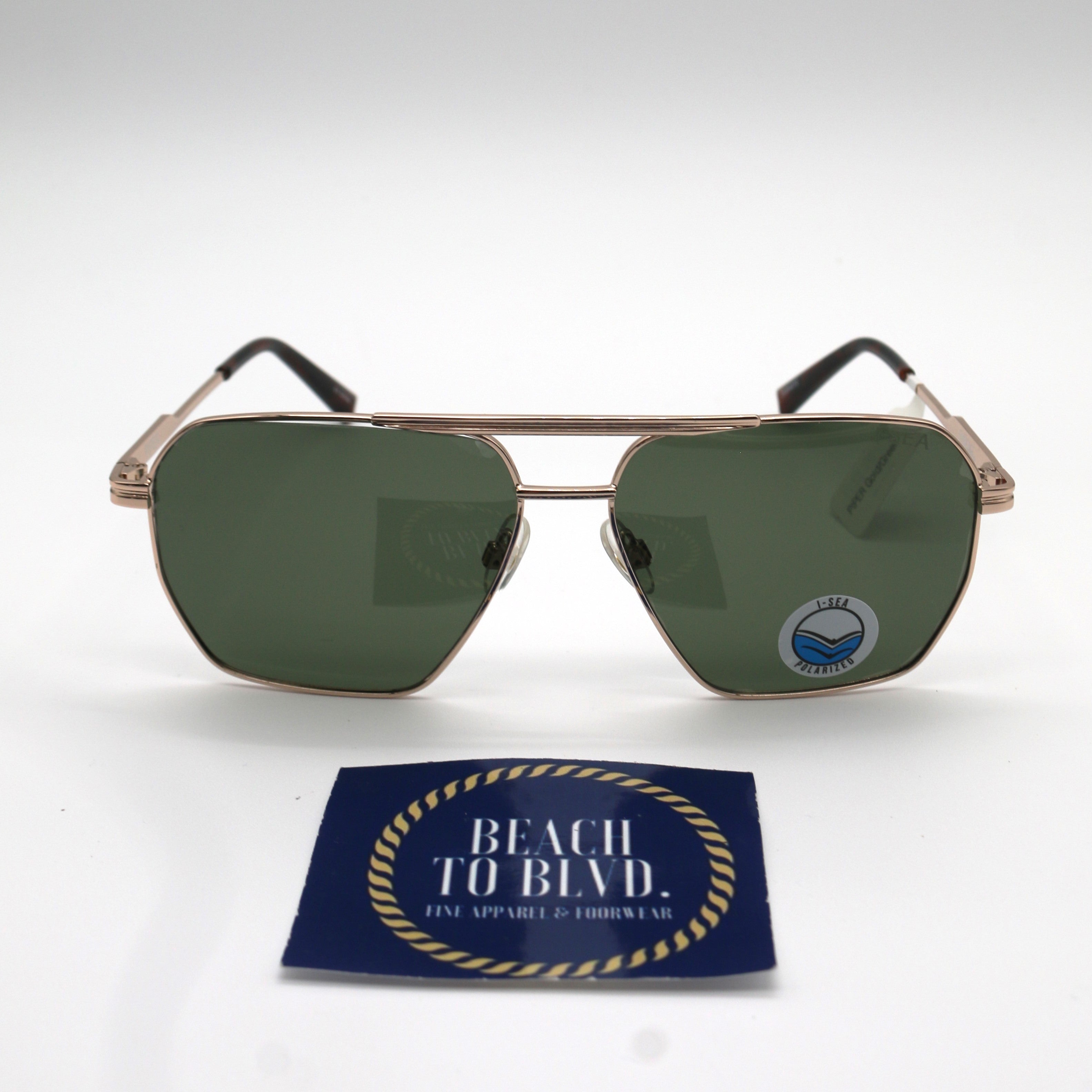 I-SEA Piper Women's Polarized Sunglasses - Gold Frame/Green Lens