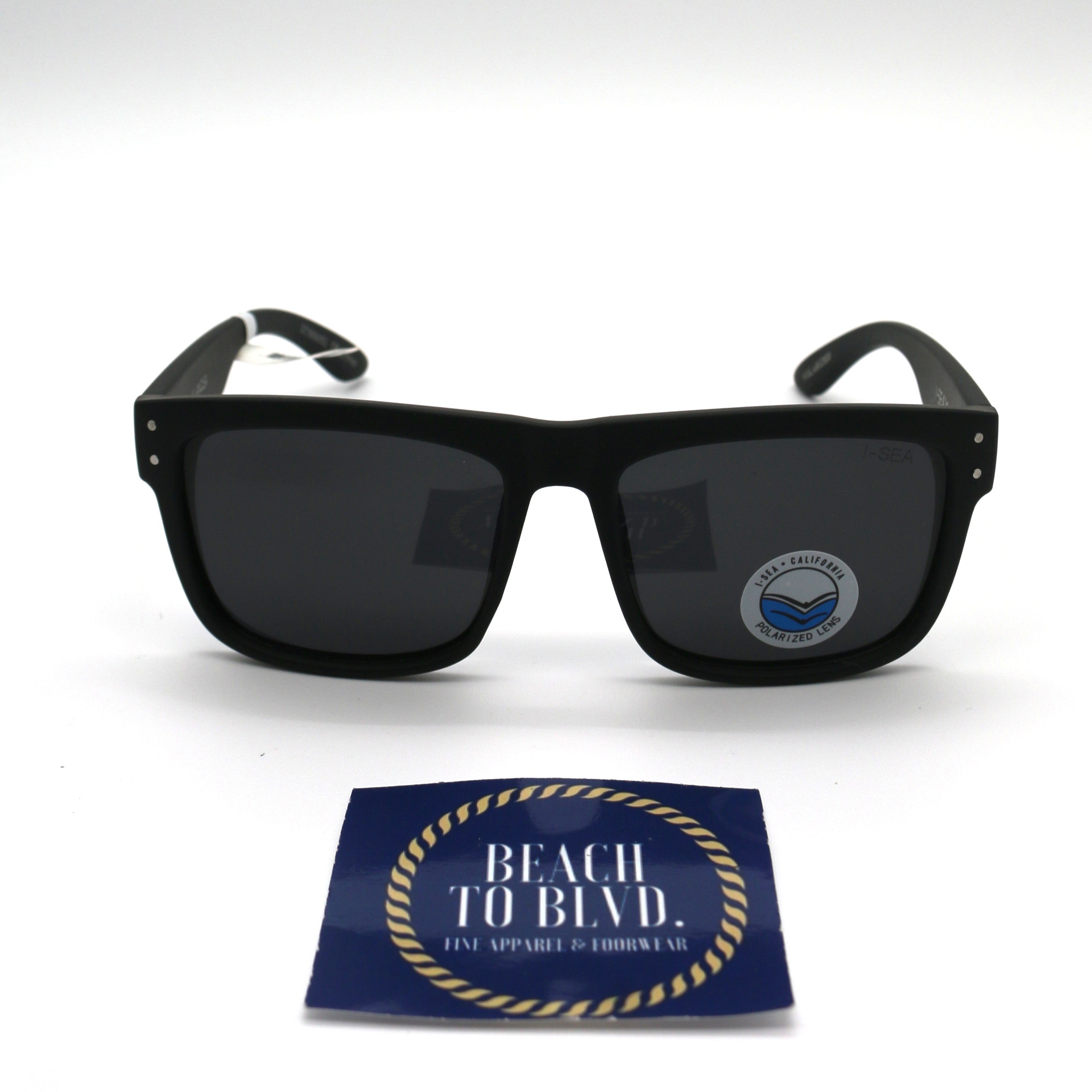 I-SEA V-Lander Men's Polarized Sunglasses - Black Rubber Frame/Smoke Lens