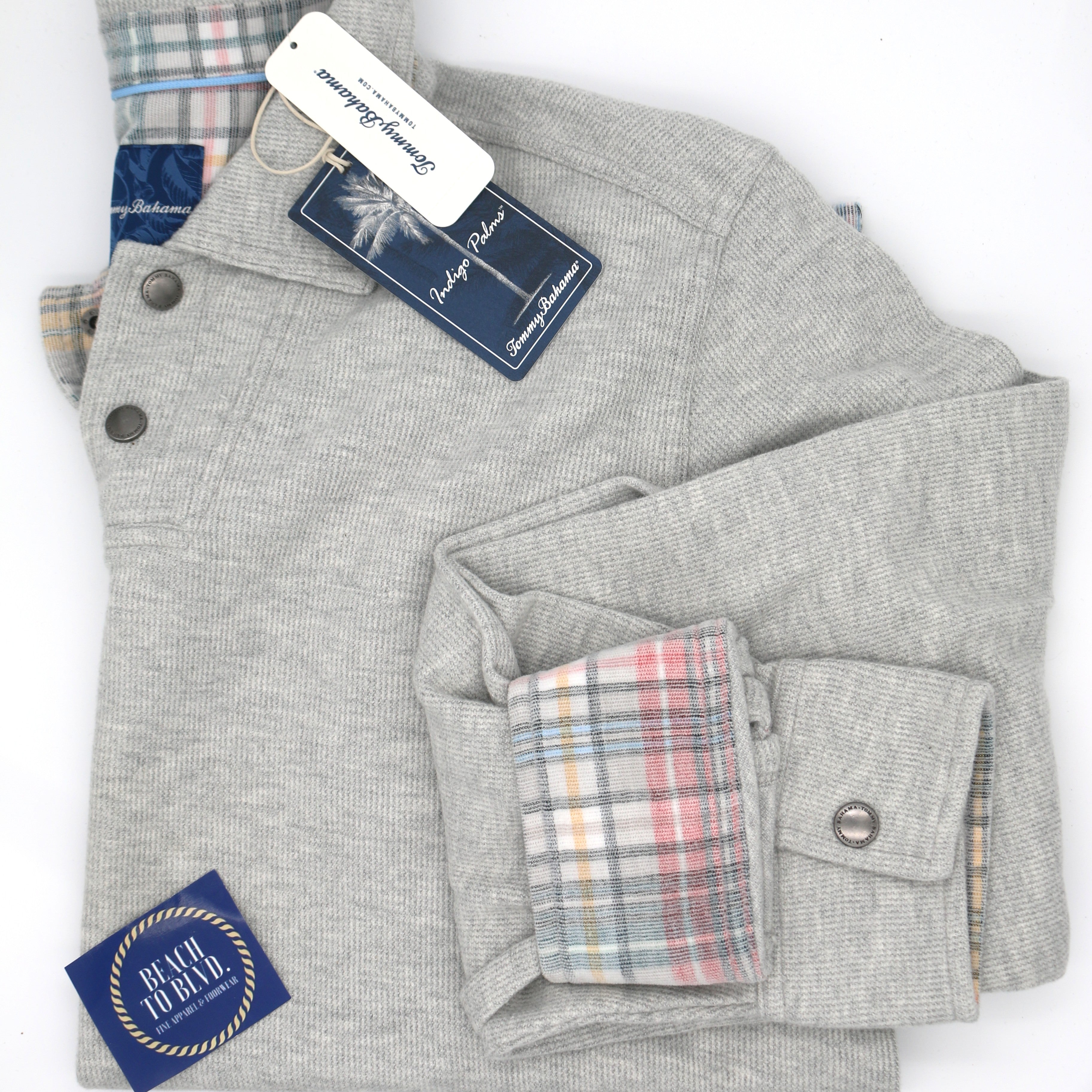 Tommy Bahama Las Arias Long Sleeve Polo - LT Grey Heather - BeachToBlvd