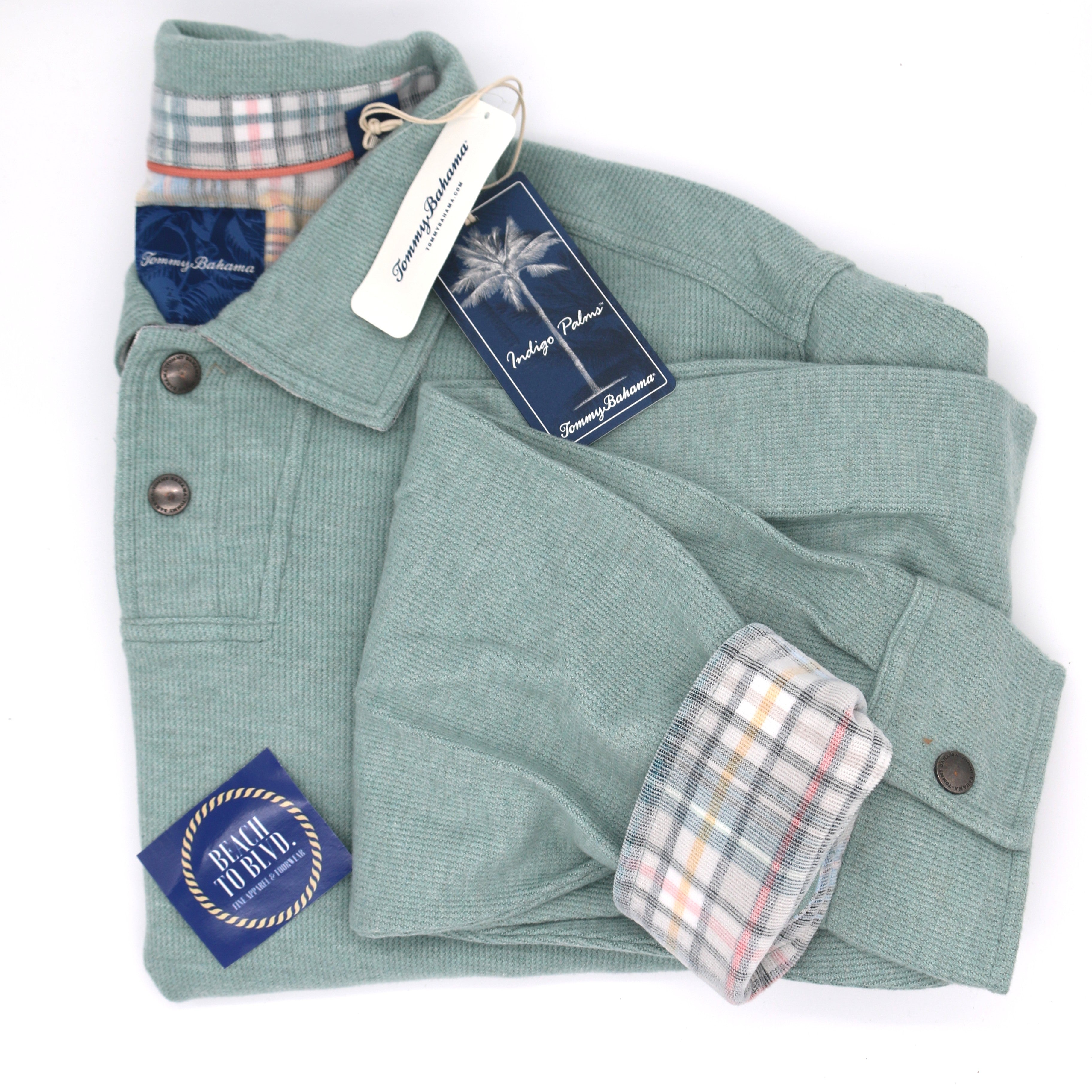 Tommy Bahama Las Arias Long Sleeve Polo - Azure Water Heather - BeachToBlvd