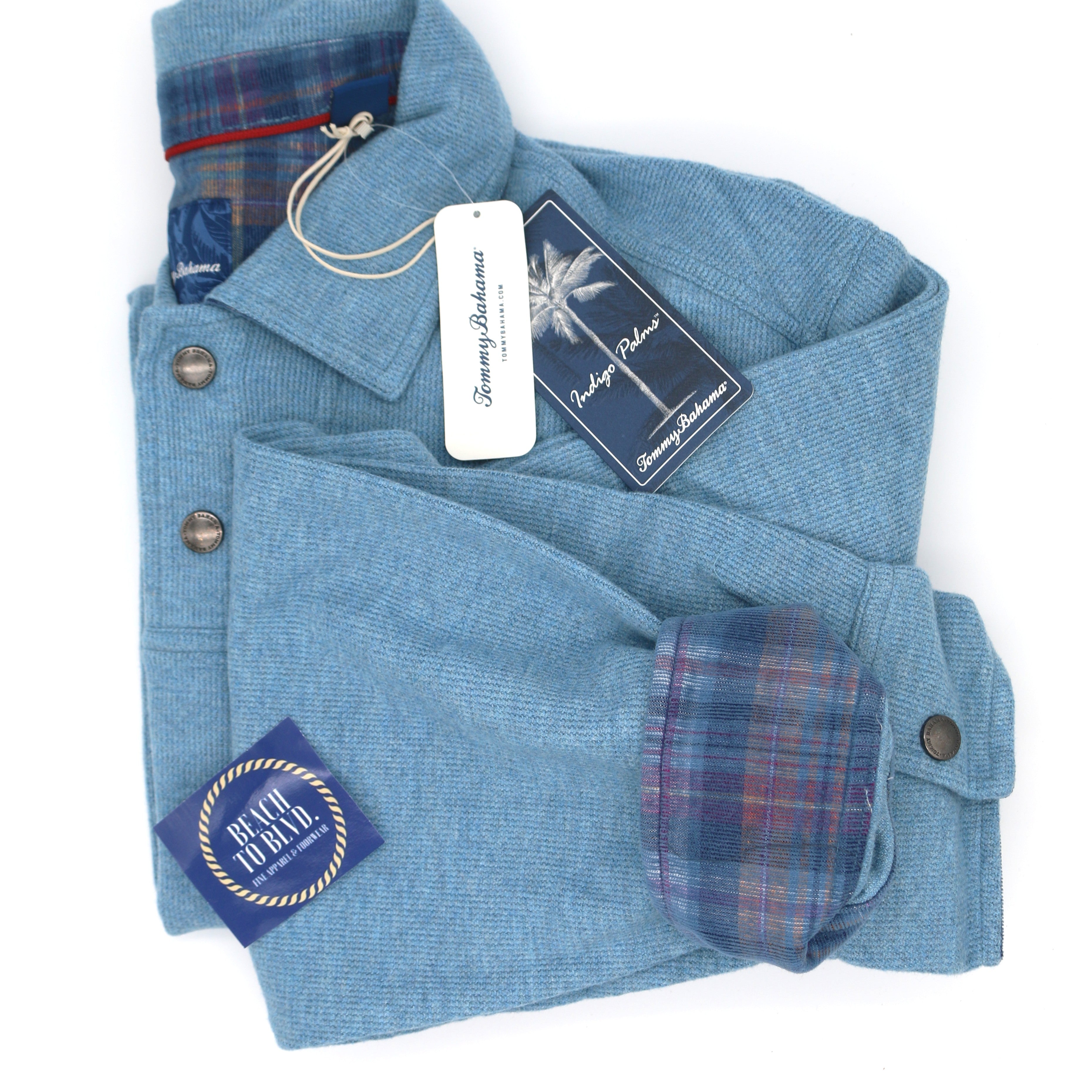 Tommy Bahama Las Arias Long Sleeve Polo - Corfu Blue Heather - BeachToBlvd