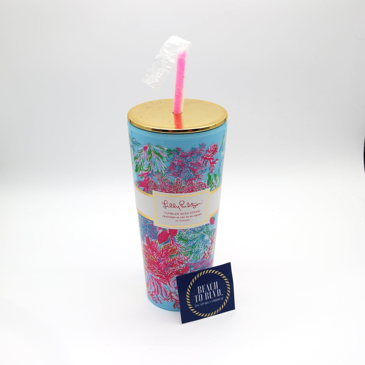 Lilly Pulitzer Tumbler with Straw 24 oz, Cay To My Heart