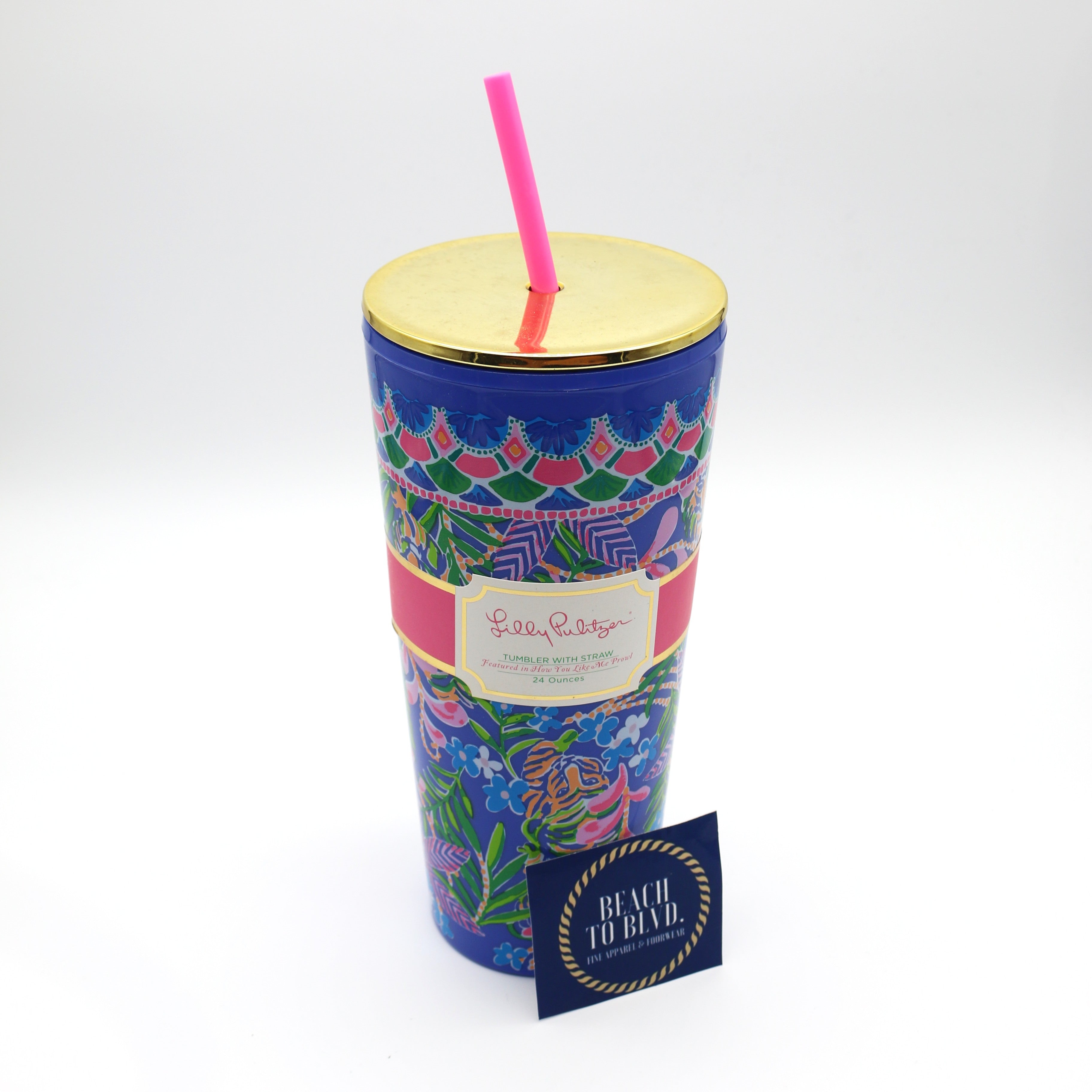 Lilly Pulitzer Tumbler with Straw 24 oz, How You Like Me Prowl - BeachToBlvd