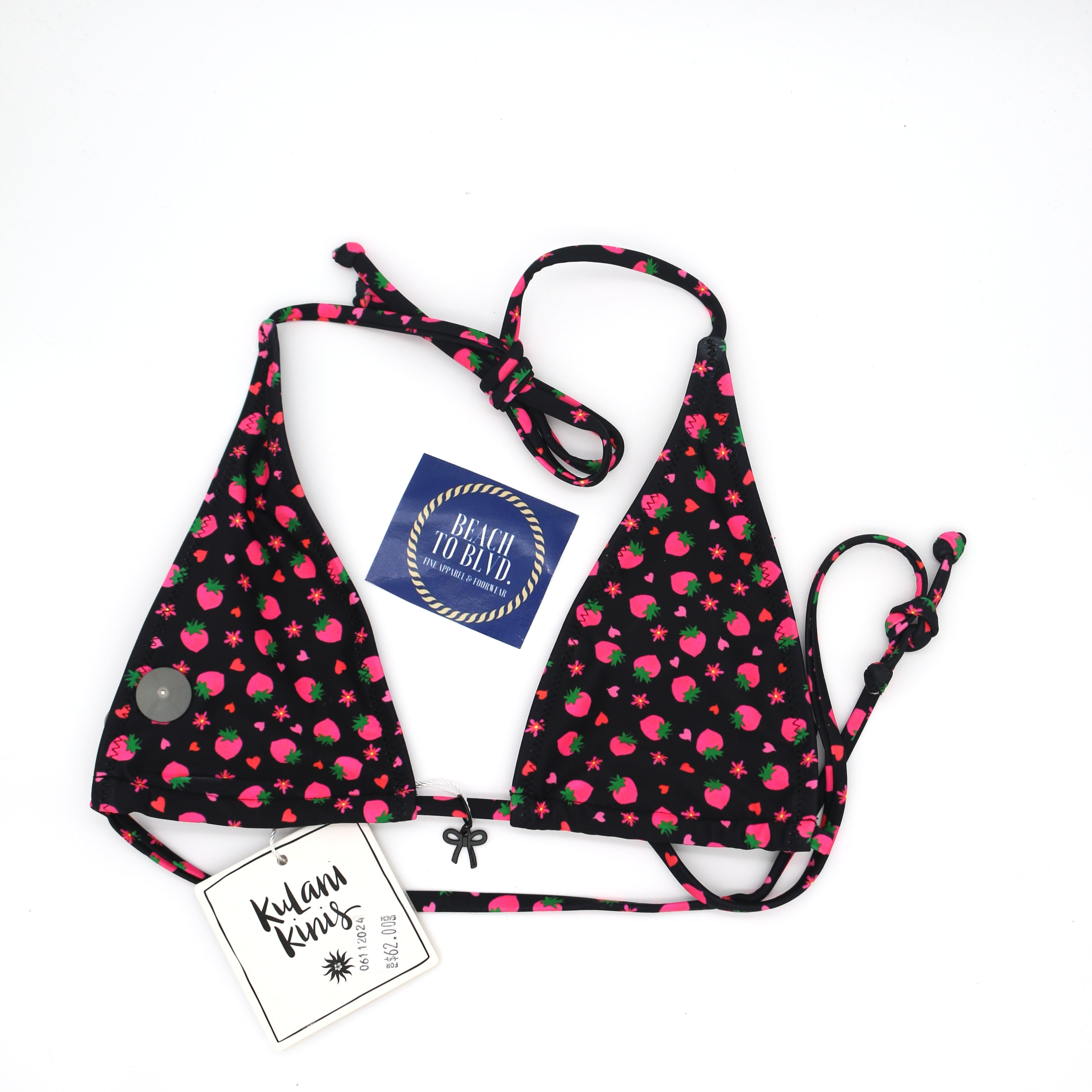 Kulani Kinis Classic Tie Halter Bikini Top- Ruby Kisses - BeachToBlvd