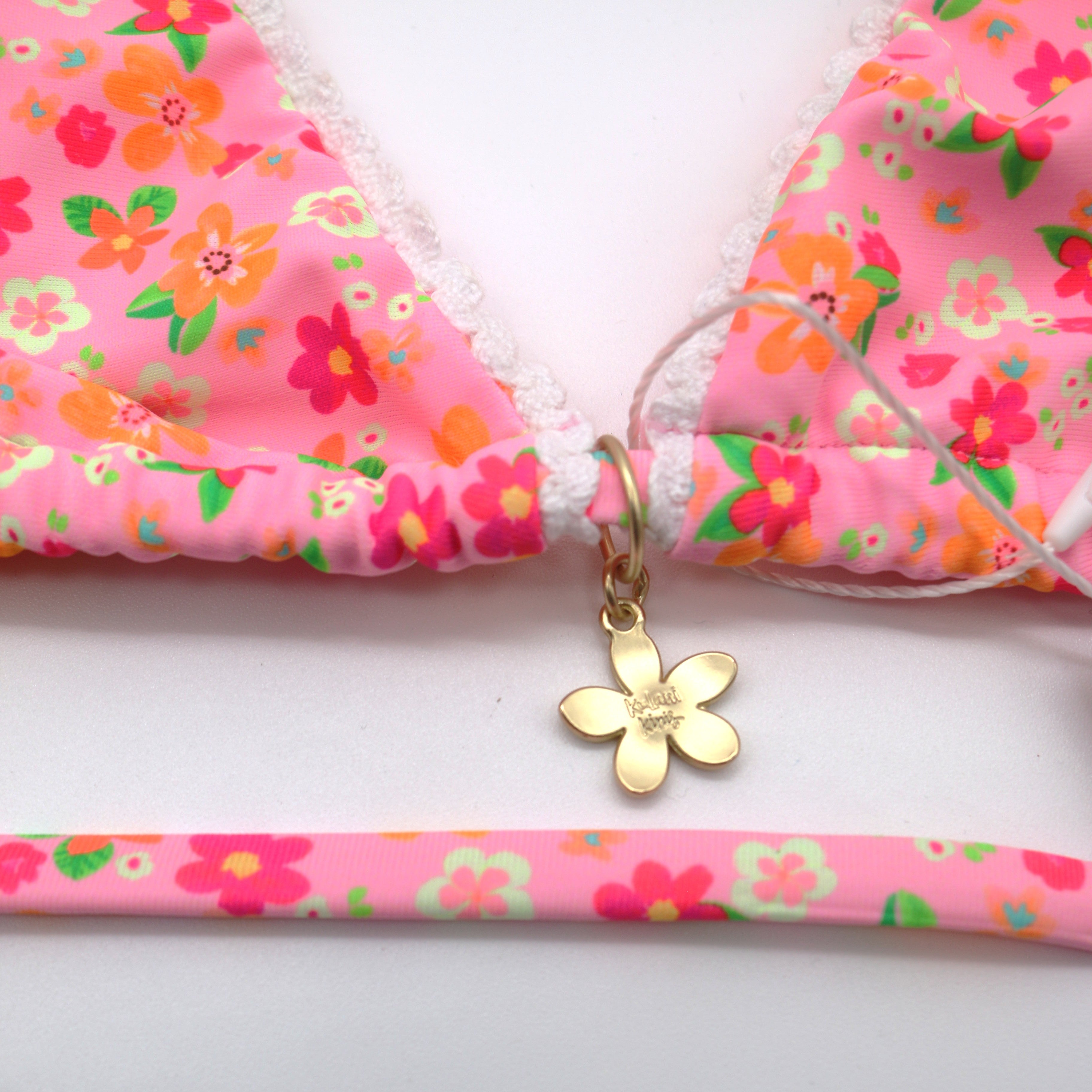 Kulani Kinis Crochet Halter Bikini Top - Frangipani Fever - BeachToBlvd