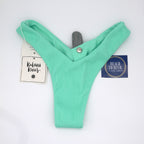 Kulani Kinis Y Cheeky Bikini Bottom- Turquoise Mint Ribbed - BeachToBlvd
