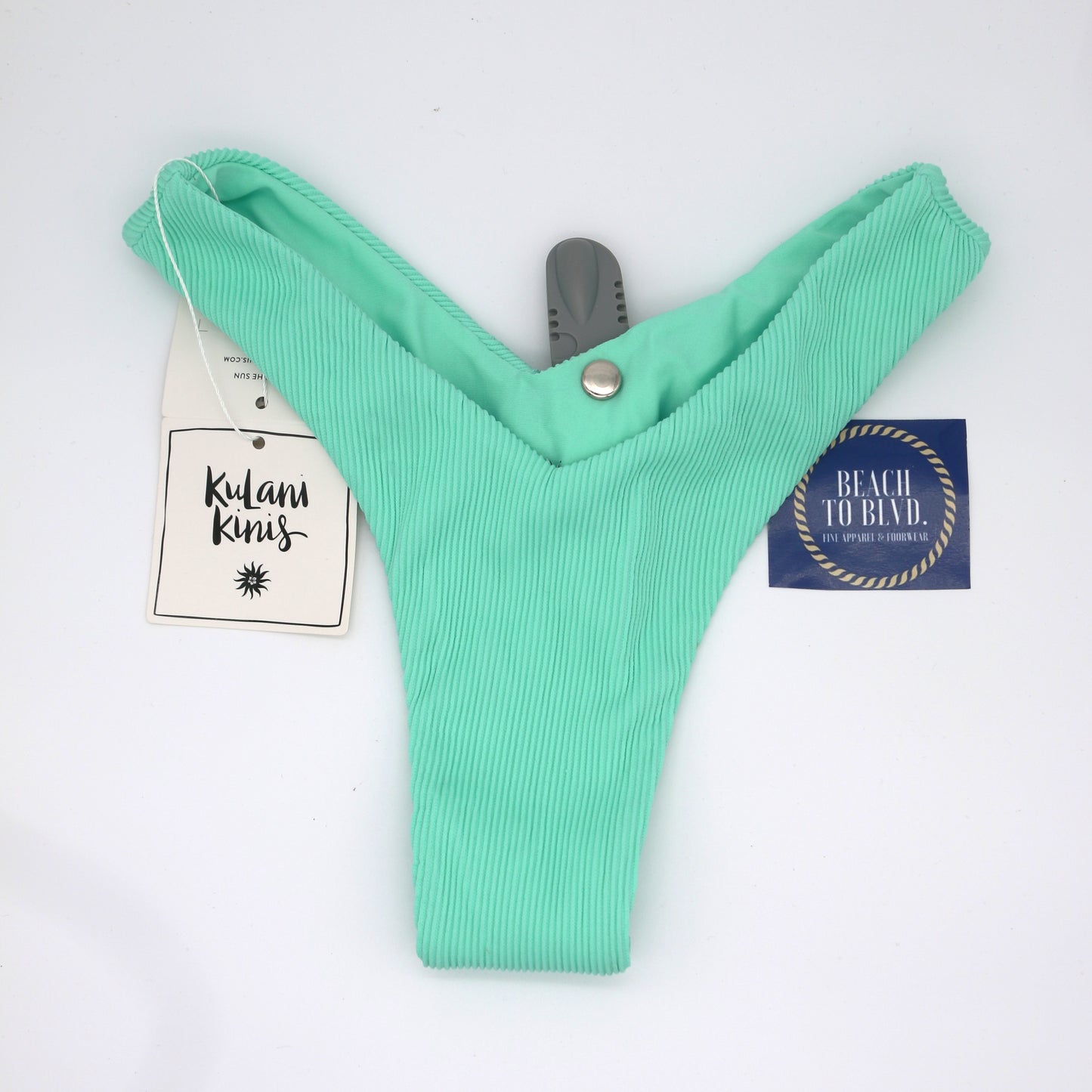 Kulani Kinis Y Cheeky Bikini Bottom- Turquoise Mint Ribbed