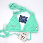 Kulani Kinis Halter Bralette Bikini Top- Turquoise Mint Ribbed - BeachToBlvd