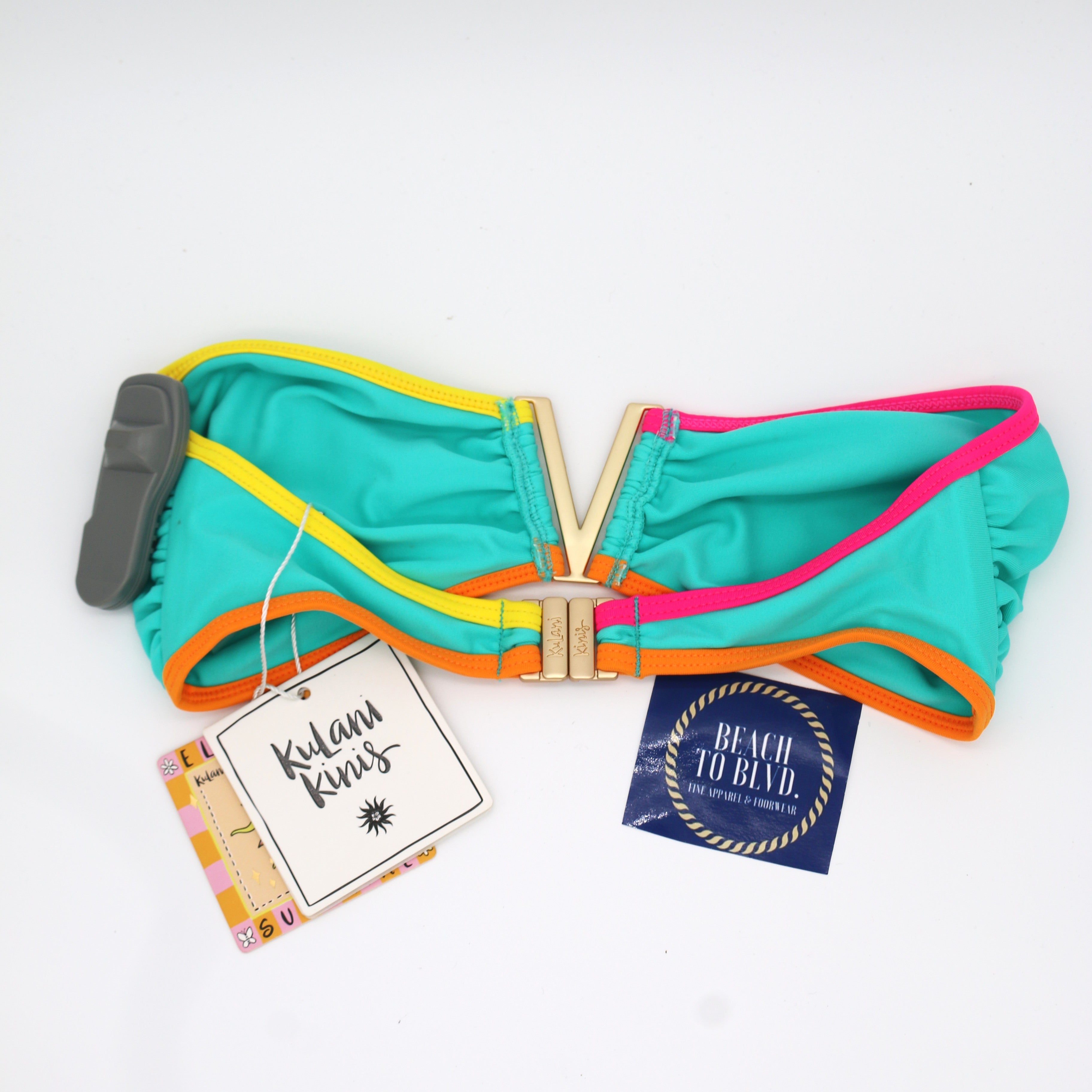 Kulani Kinis Mega V Strapless Bandeau Bikini Top- Confetti - BeachToBlvd
