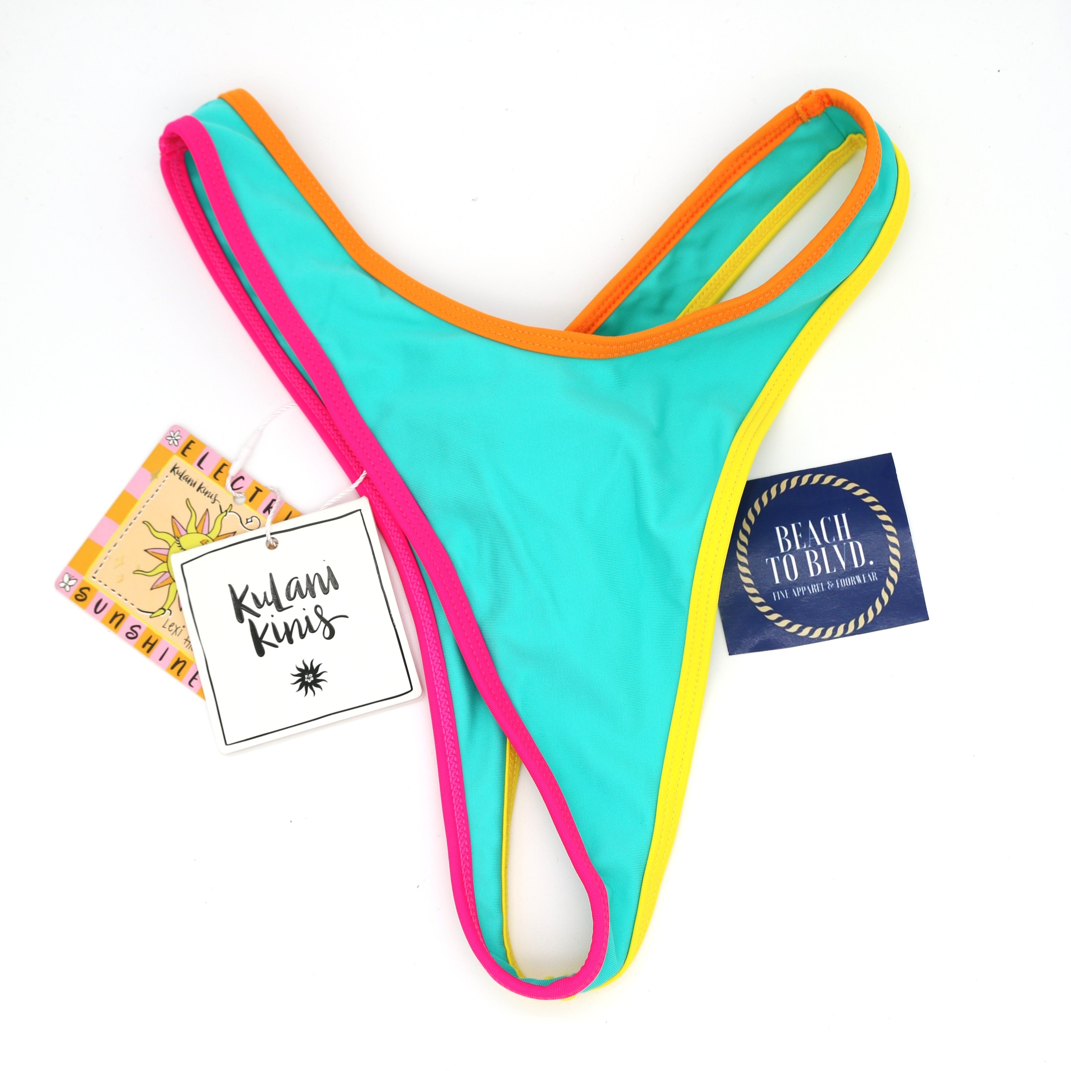 Kulani Kinis High Leg Thong Bikini Bottom- Confetti - BeachToBlvd