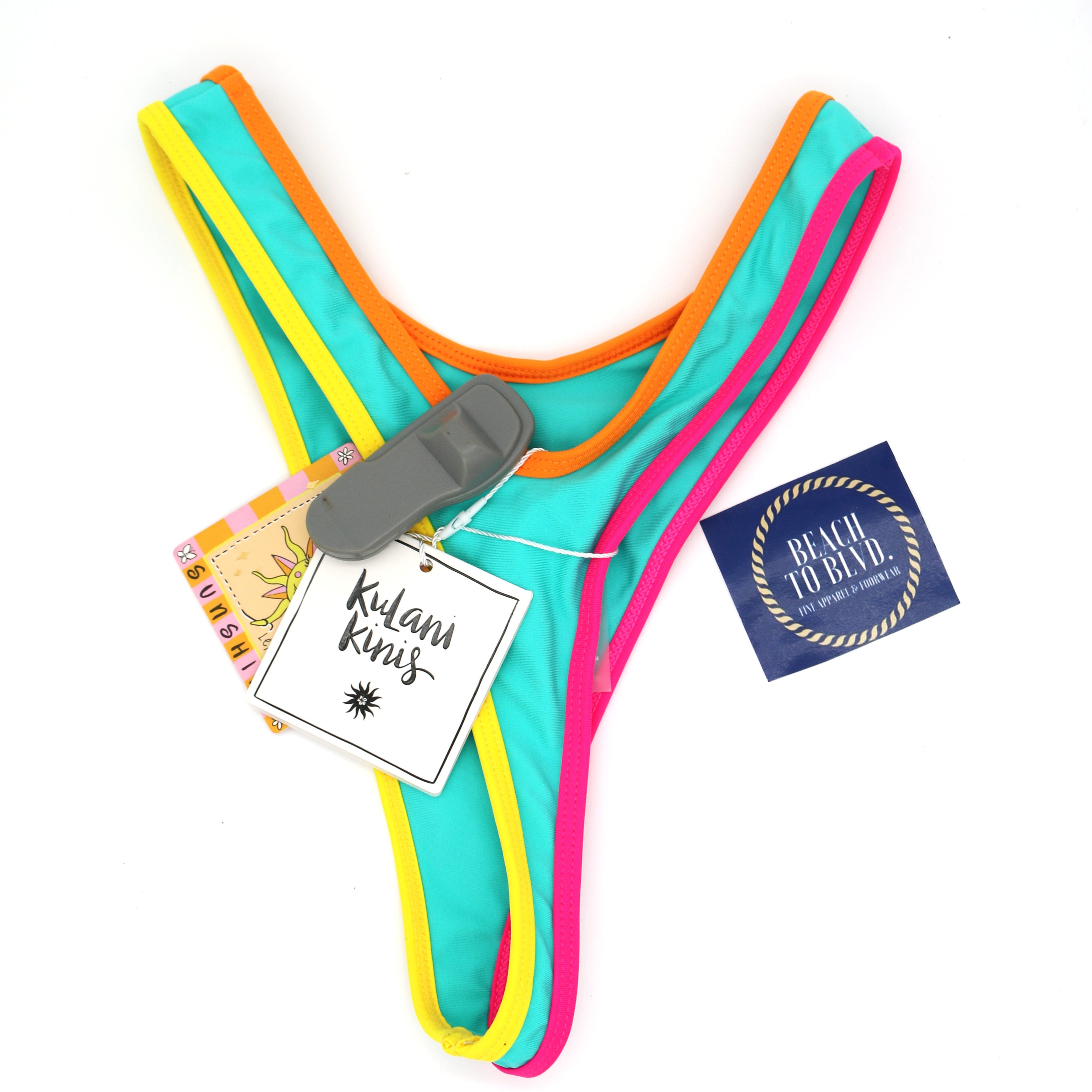 Kulani Kinis High Leg Thong Bikini Bottom- Confetti - BeachToBlvd