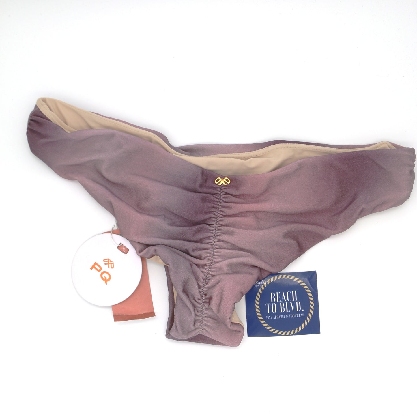 PQ Basic Ruched Teeny Bikini Bottom-Violet Sunset