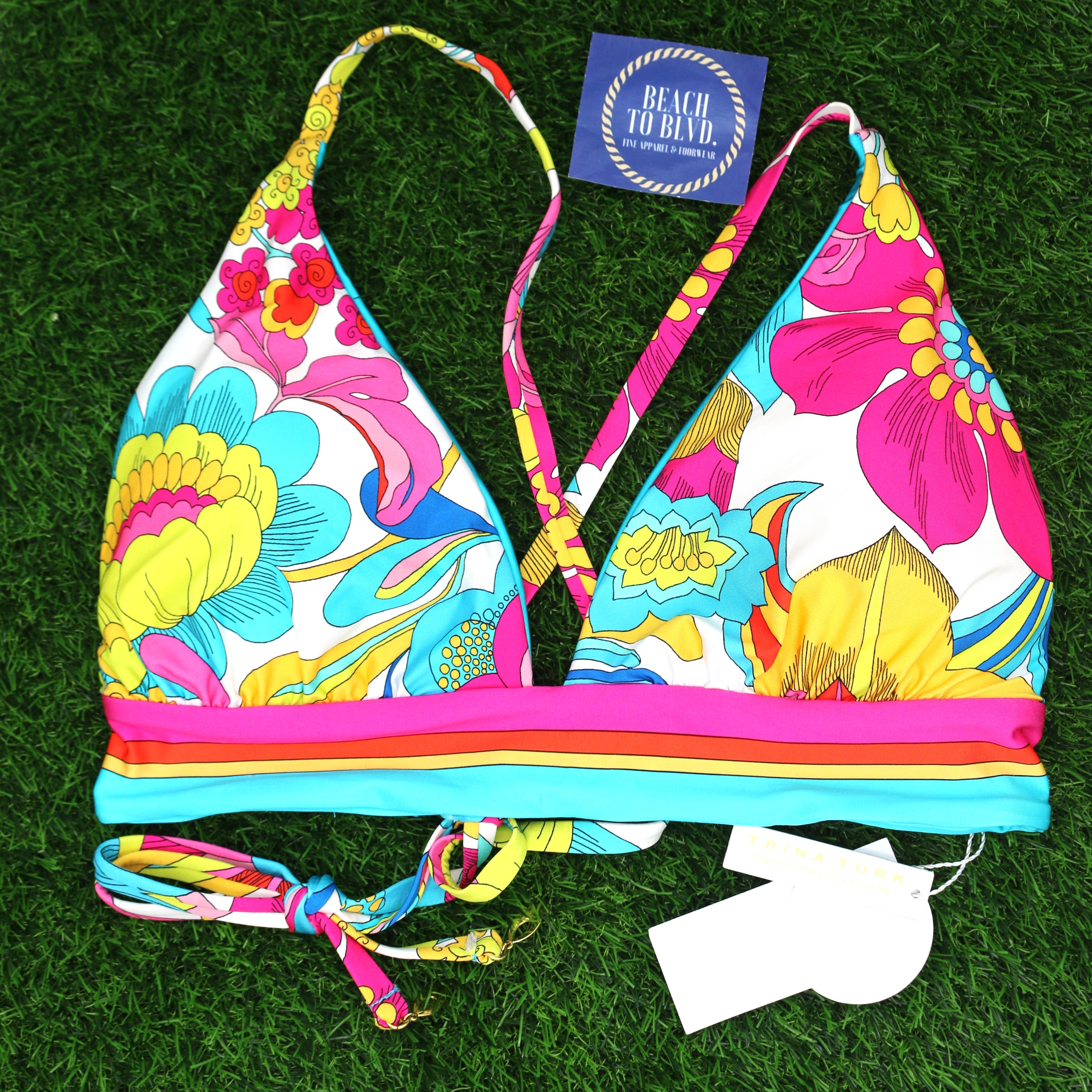 Trina Turk Banded Halter Swim Top- Multicolor 3783135