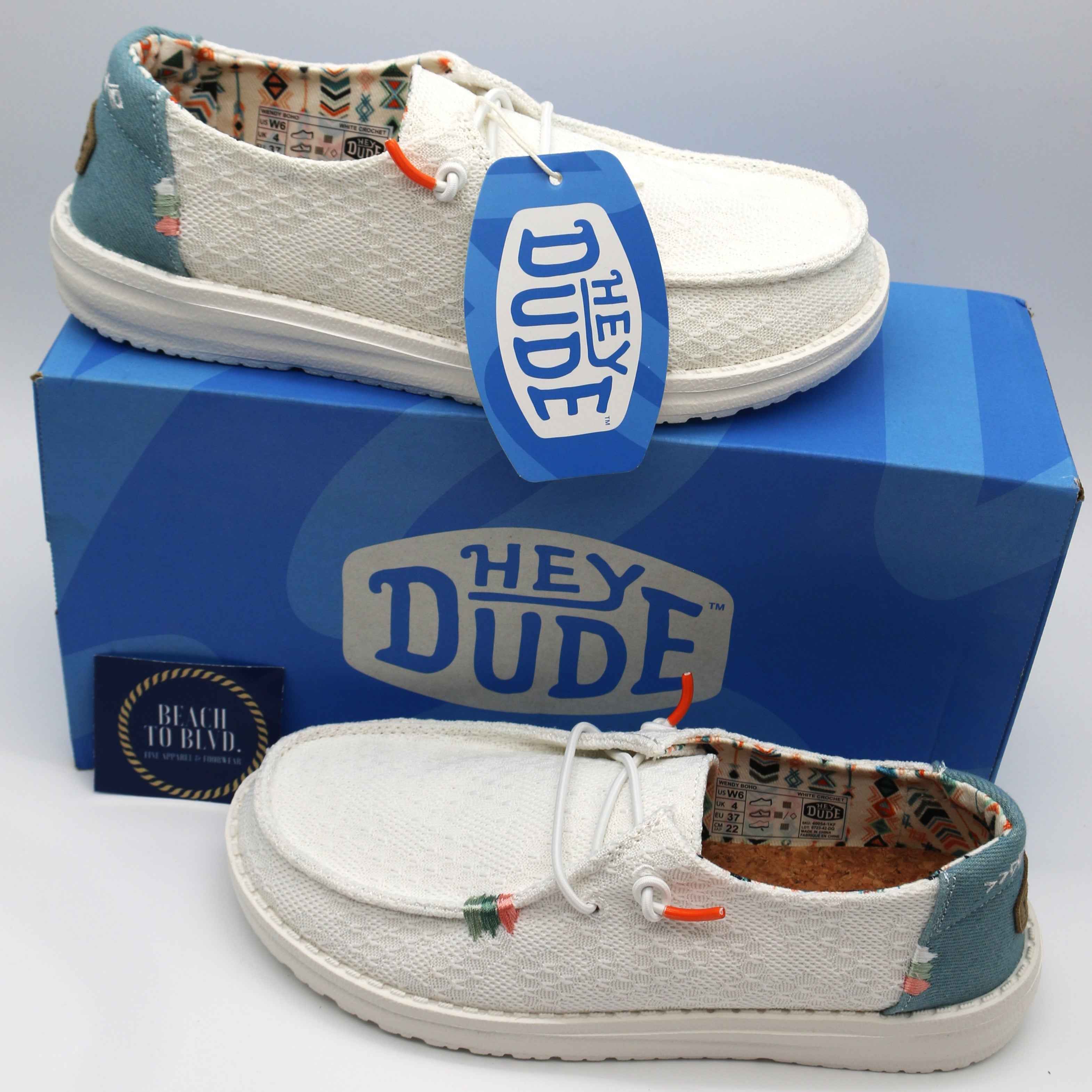 Heydude Shoes Wendy Boho White Crochet