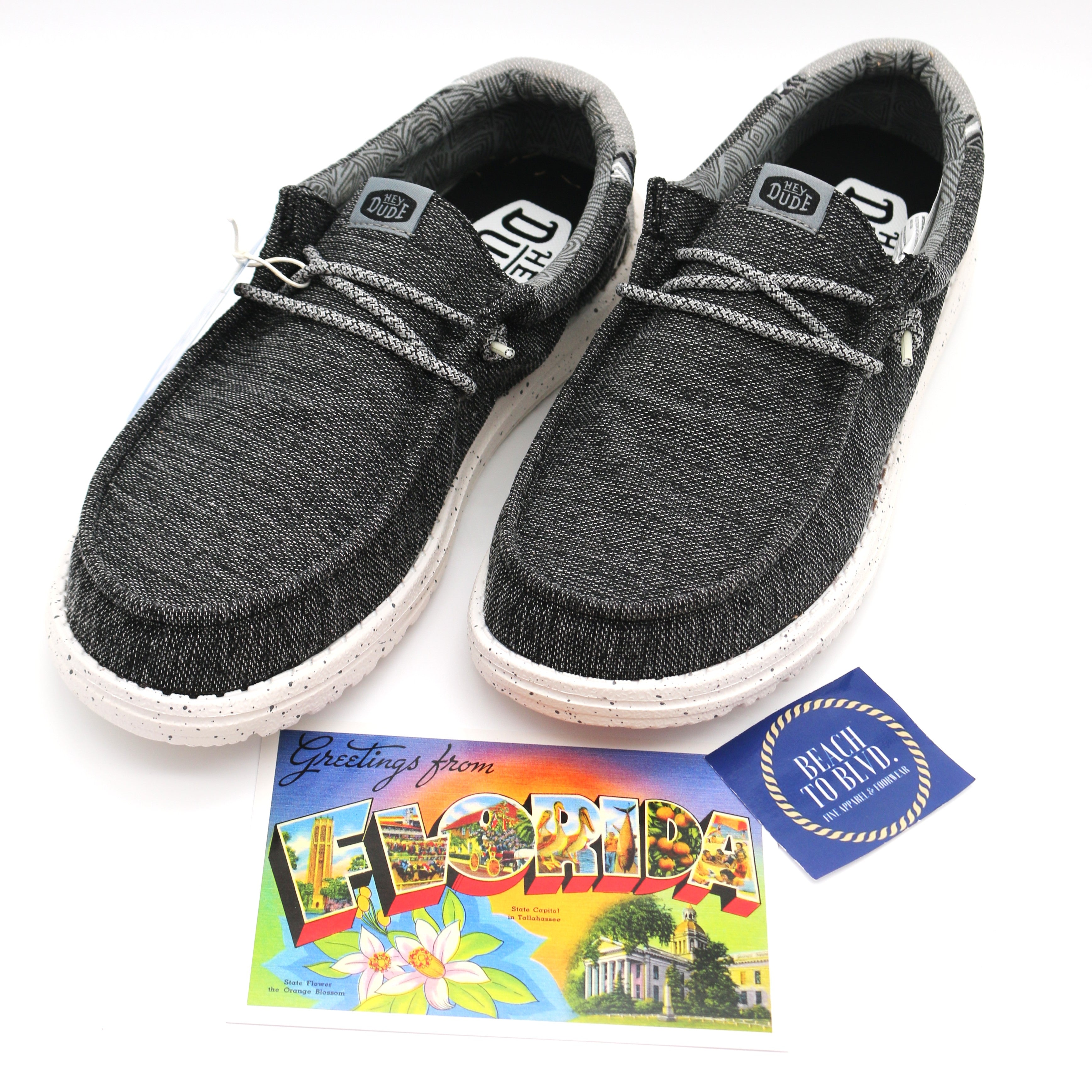 Heydude Wally Coastline Men's Shoes - Black/White - BeachToBlvd