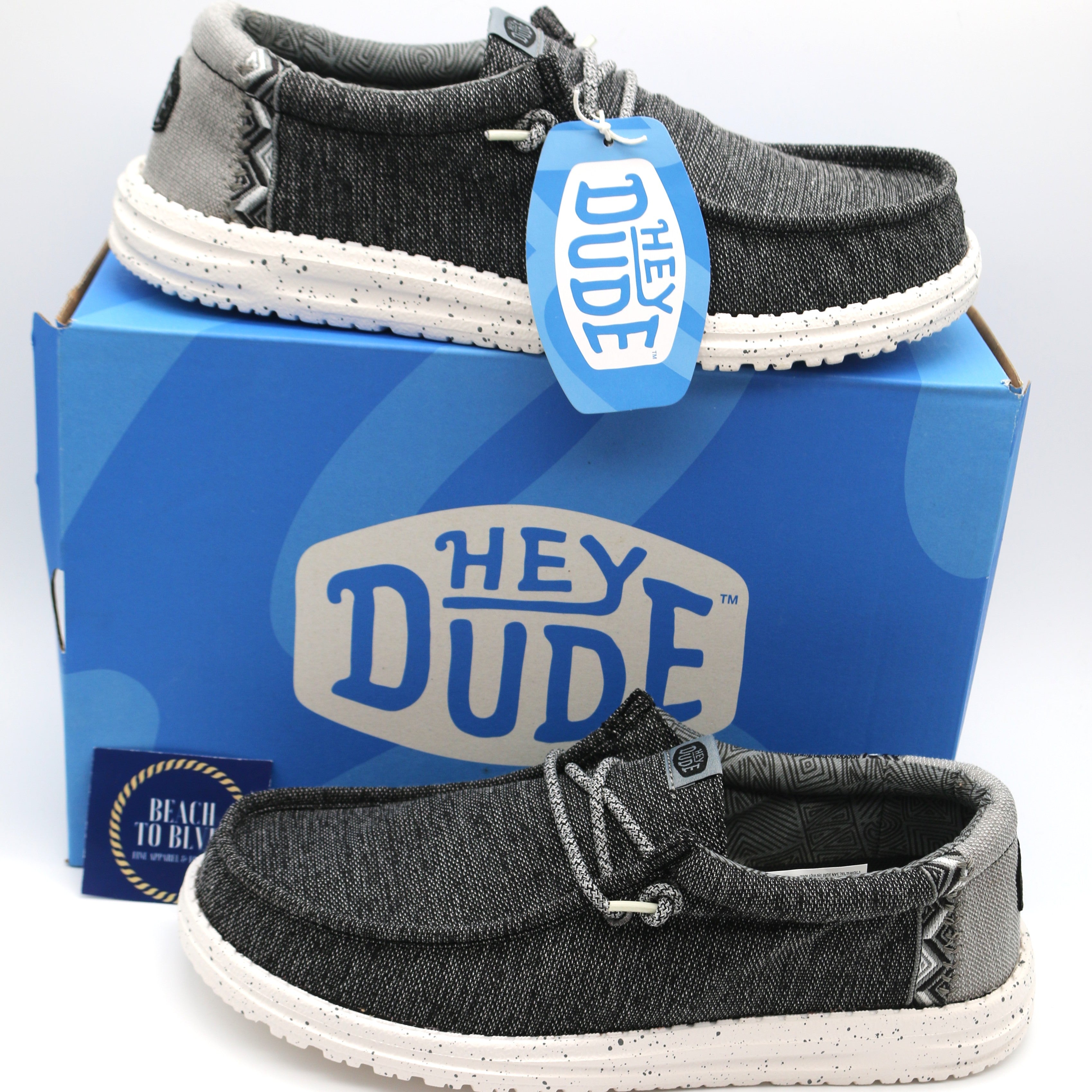 Heydude Wally Coastline Men's Shoes - Black/White - BeachToBlvd