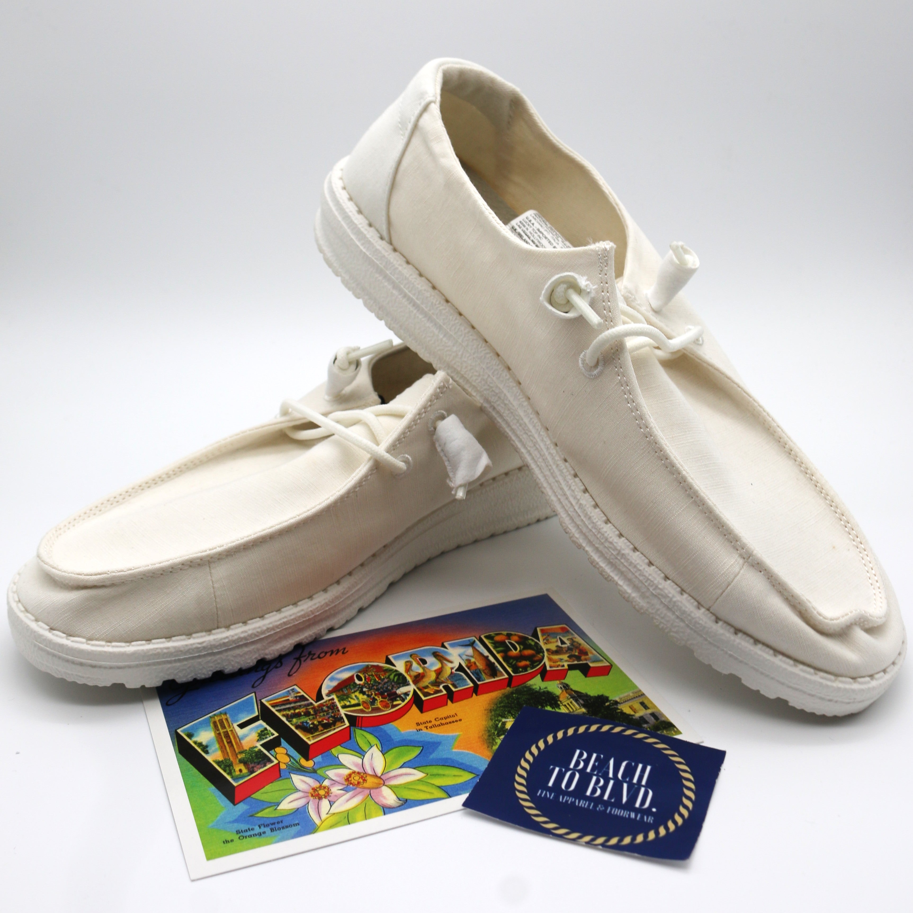 Heydude Wendy Slub Canvas Women's Shoes - White - BeachToBlvd