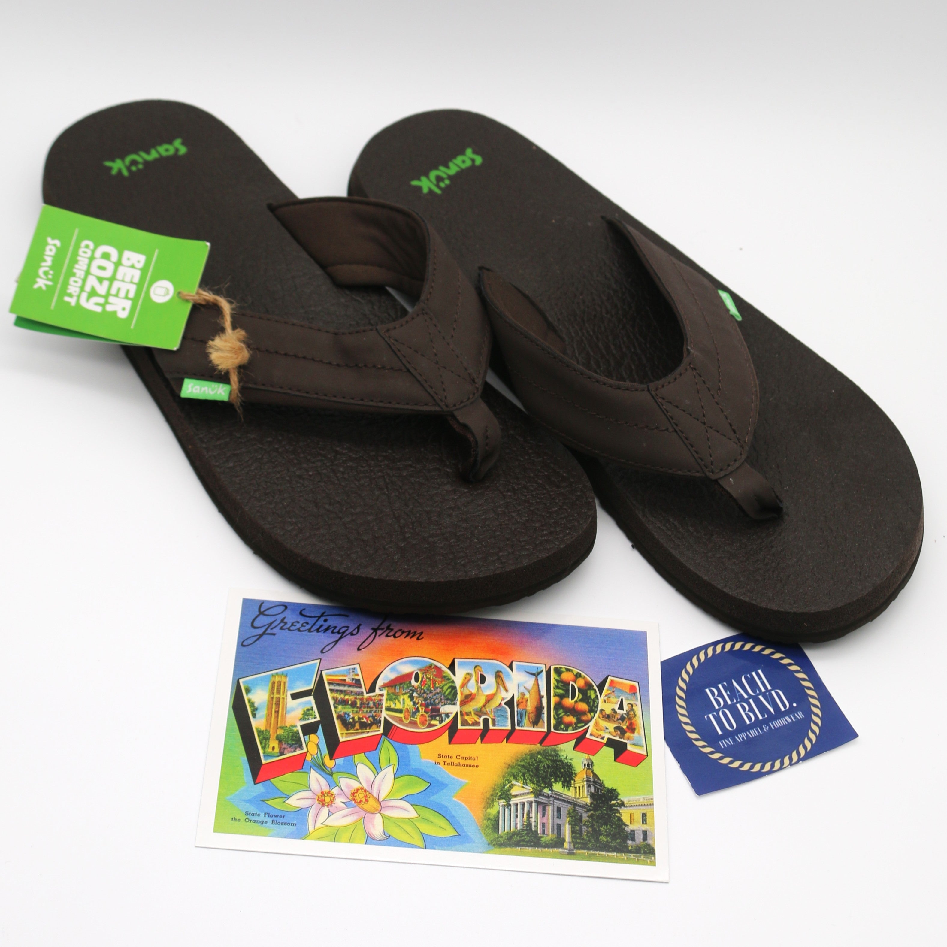 Sanuk Mens Beer Cozy 2 Sandals - Dark Brown - BeachToBlvd