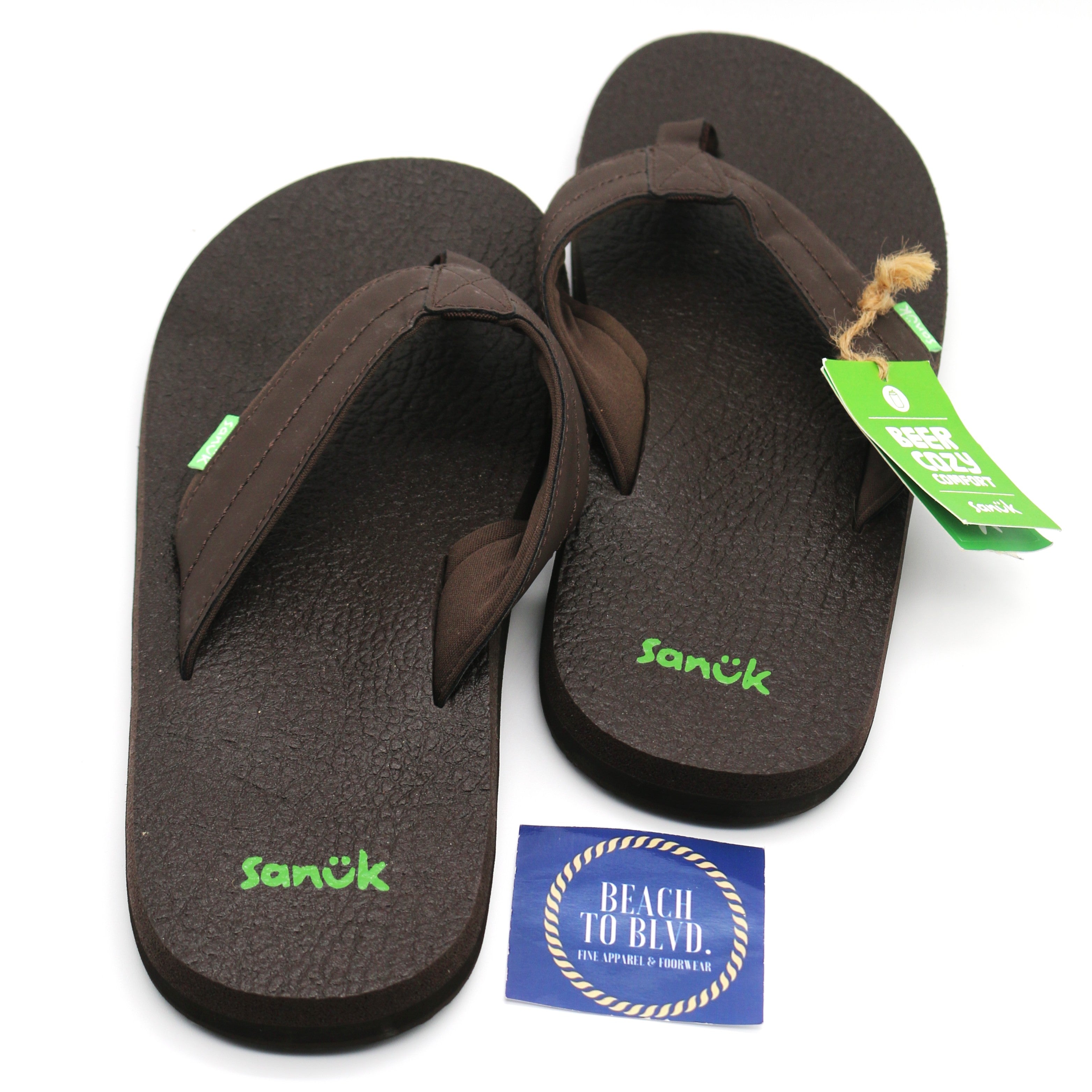 Sanuk Mens Beer Cozy 2 Sandals - Dark Brown - BeachToBlvd