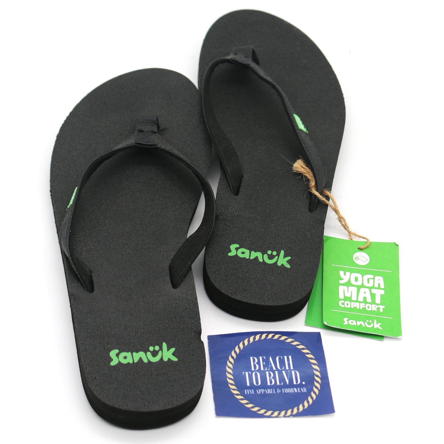 Sanuk Yoga Joy Womens Flip Flops- BLK - BeachToBlvd