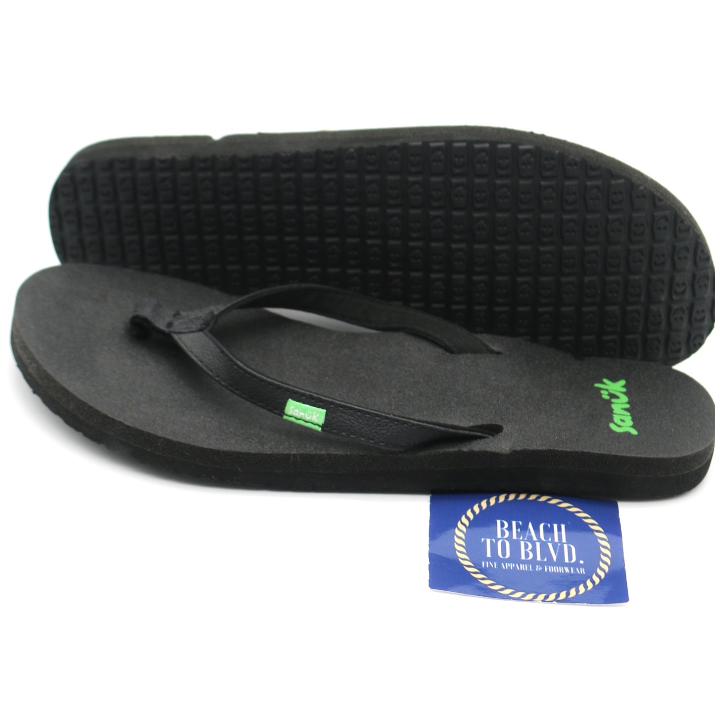 Sanuk Yoga Joy Womens Flip Flops- BLK - BeachToBlvd