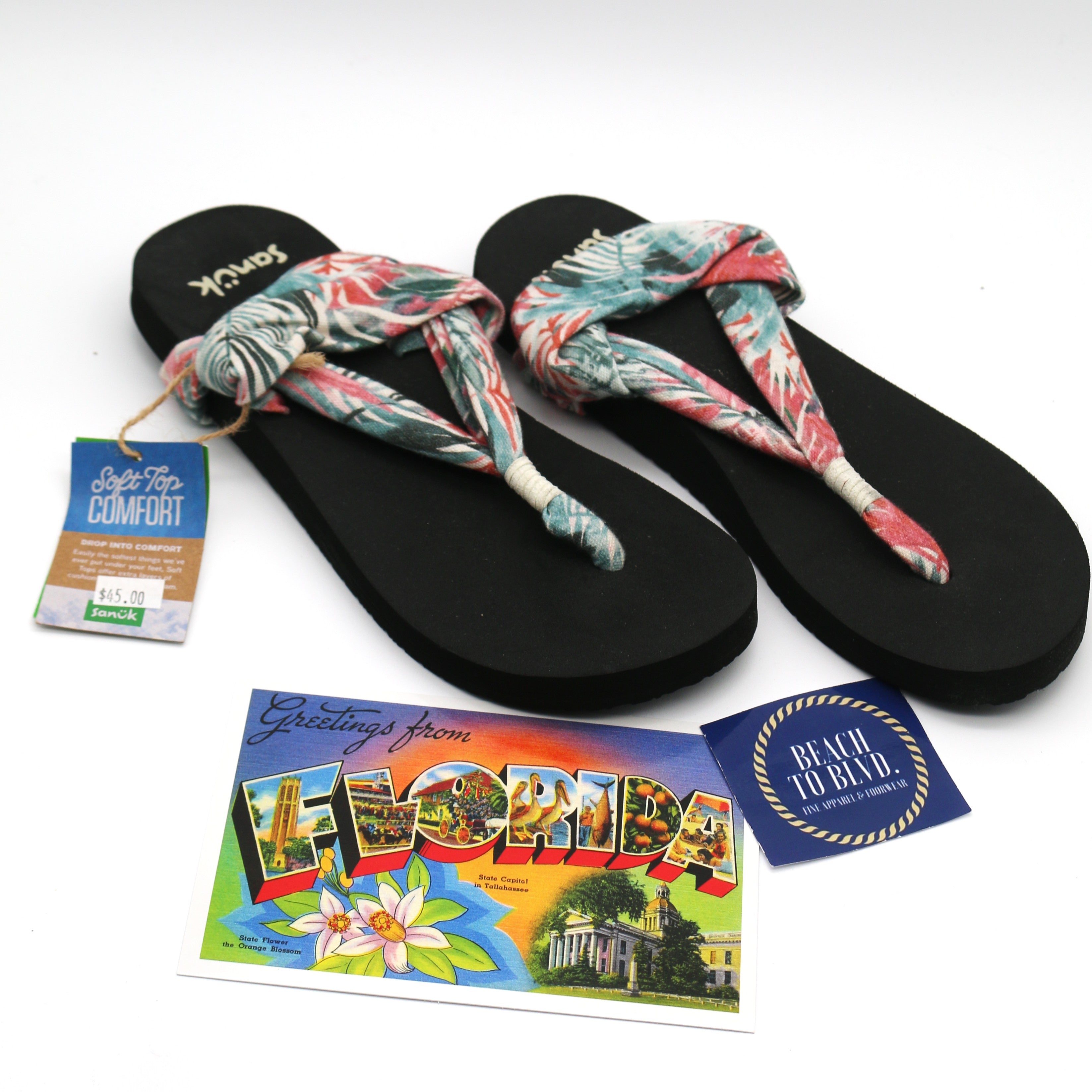 Sanuk W Sling ST Watercolor Palm - BeachToBlvd