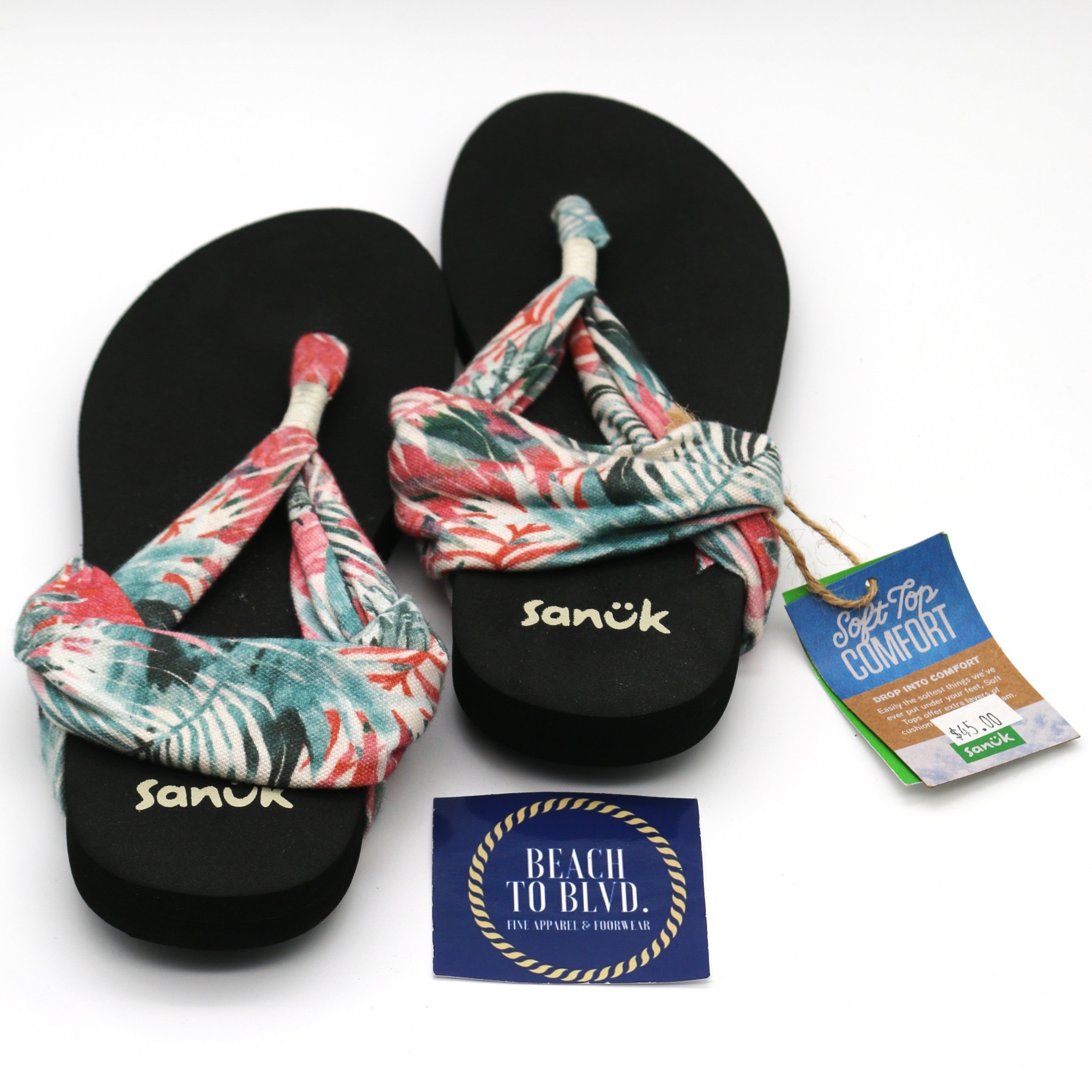 Sanuk W Sling ST Watercolor Palm - BeachToBlvd