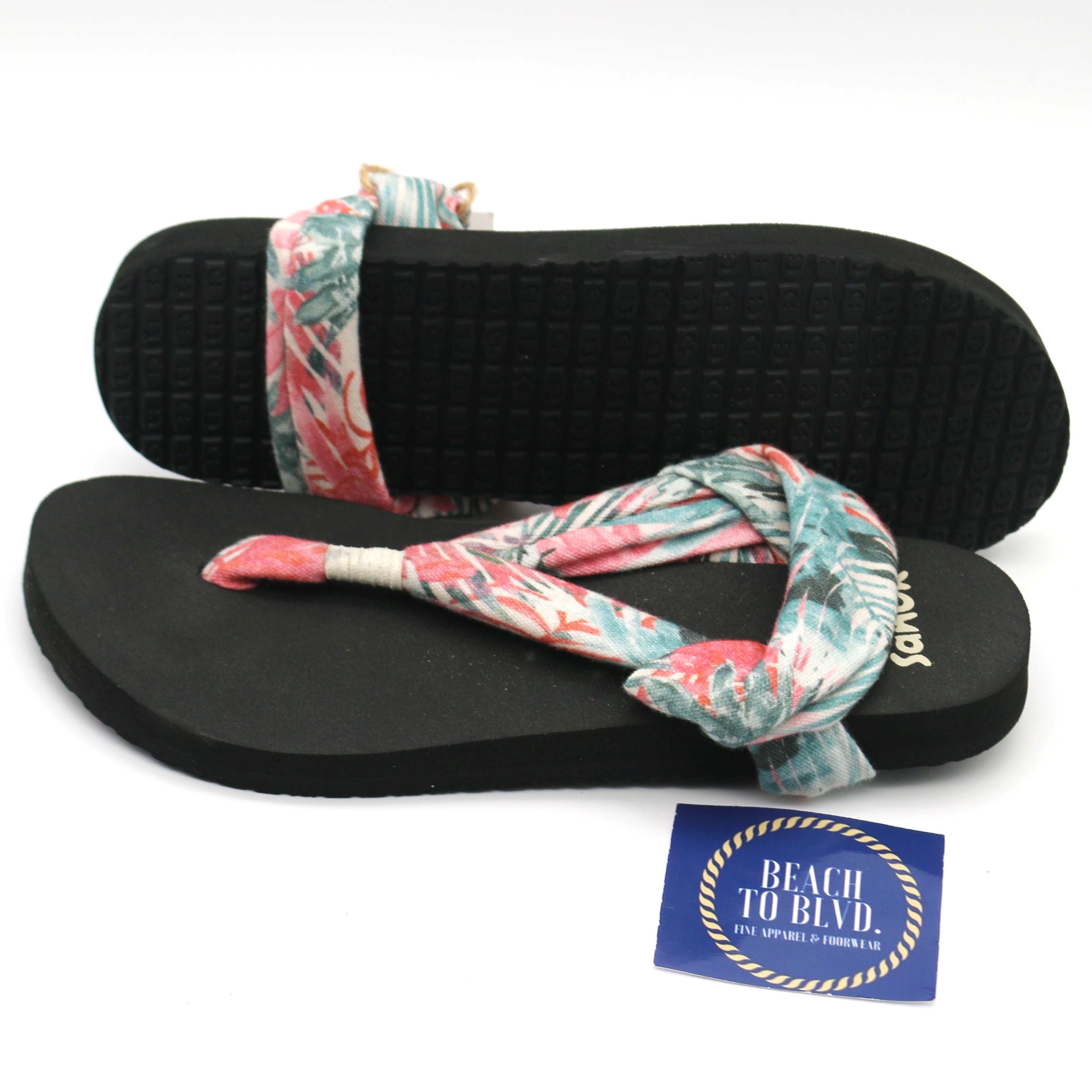 Sanuk W Sling ST Watercolor Palm - BeachToBlvd