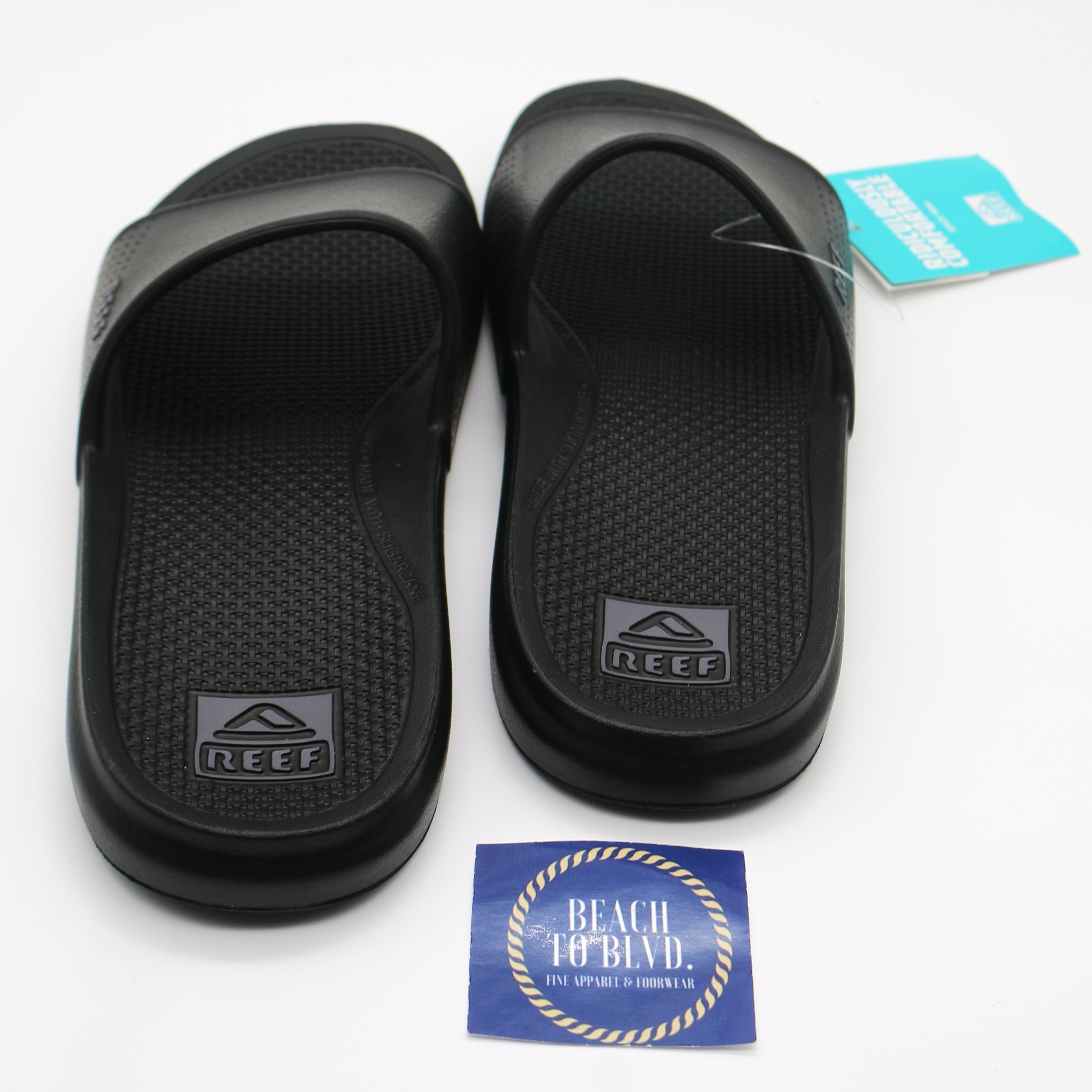 Reef Black Oasis Slide Sandals - BeachToBlvd