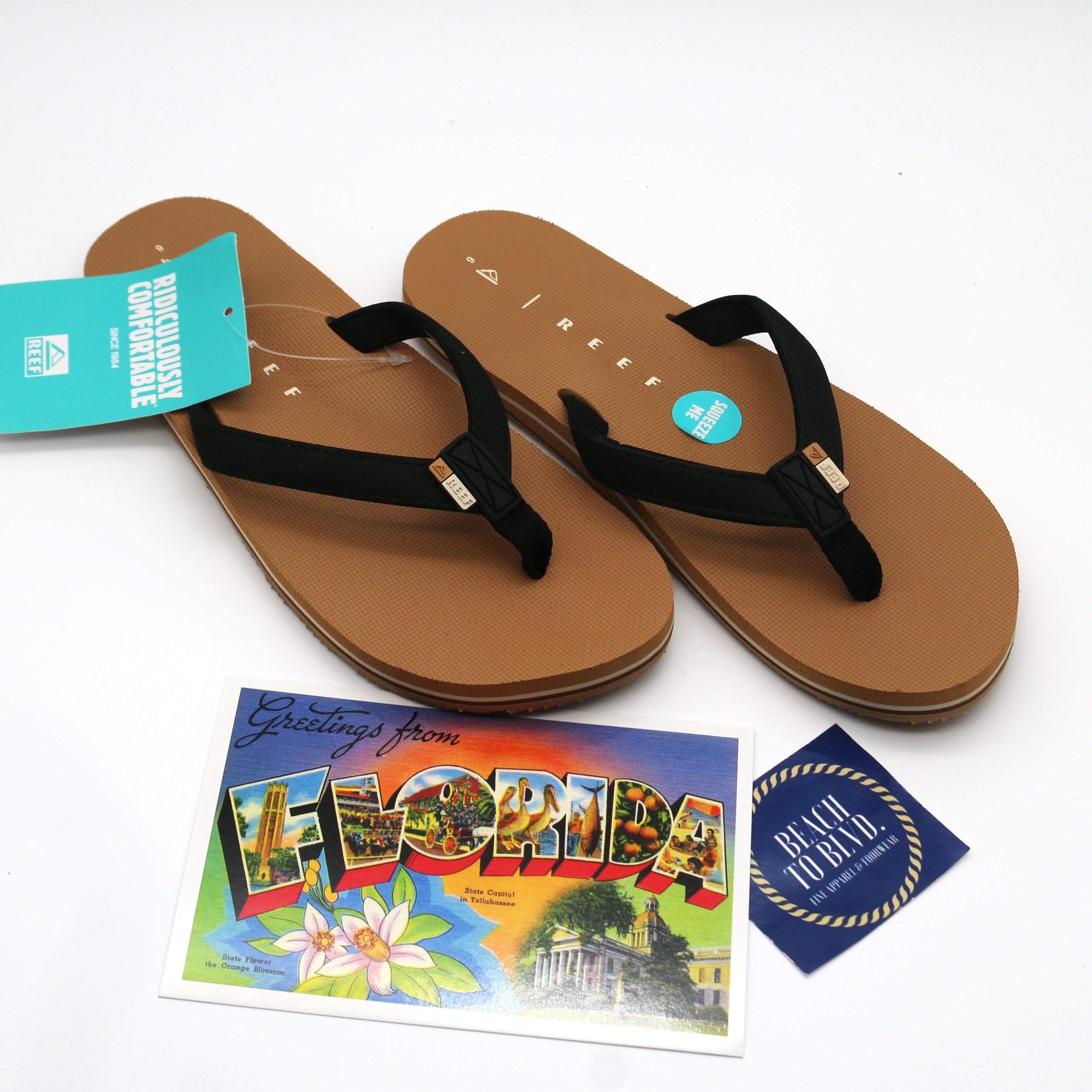 Reef Solana Black and Tan Sandals - BeachToBlvd