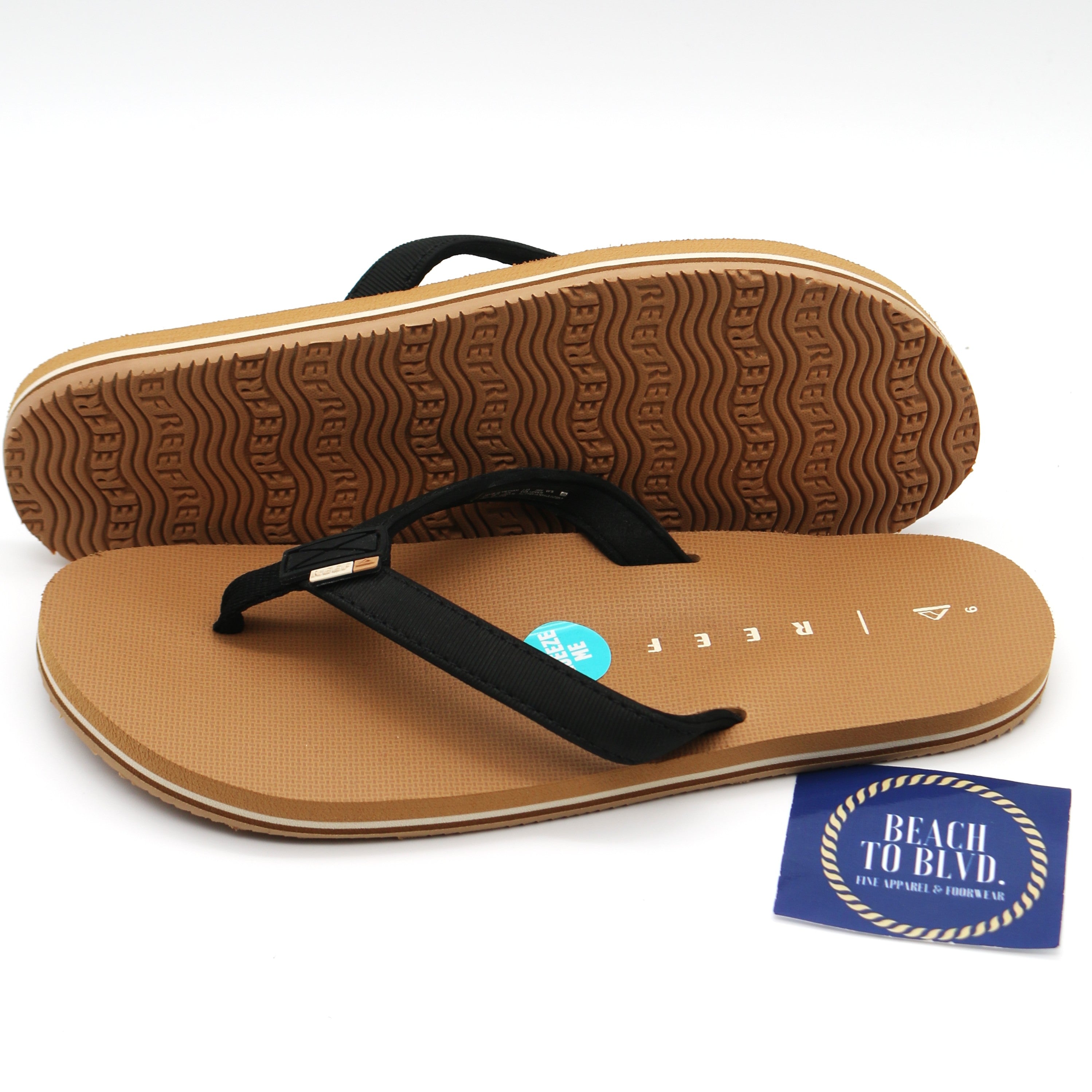 Reef Solana Black and Tan Sandals - BeachToBlvd