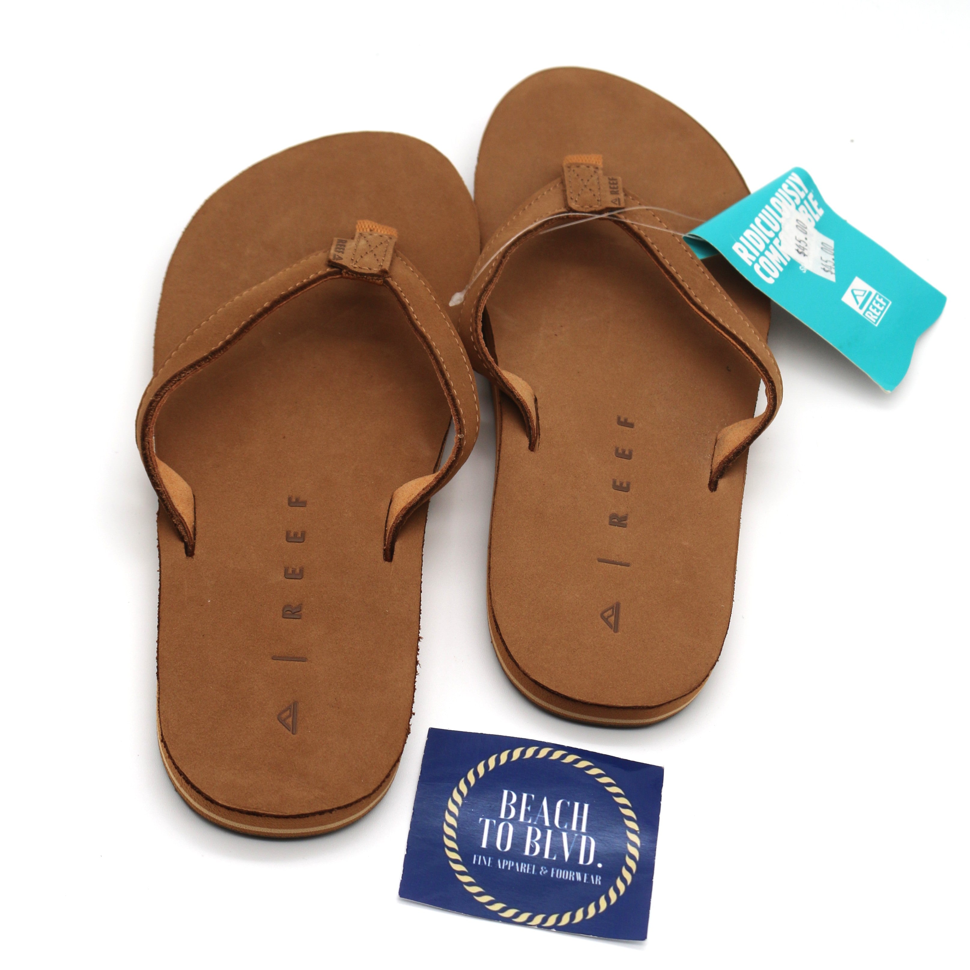 Reef Solana Leather Tan Sandals - BeachToBlvd