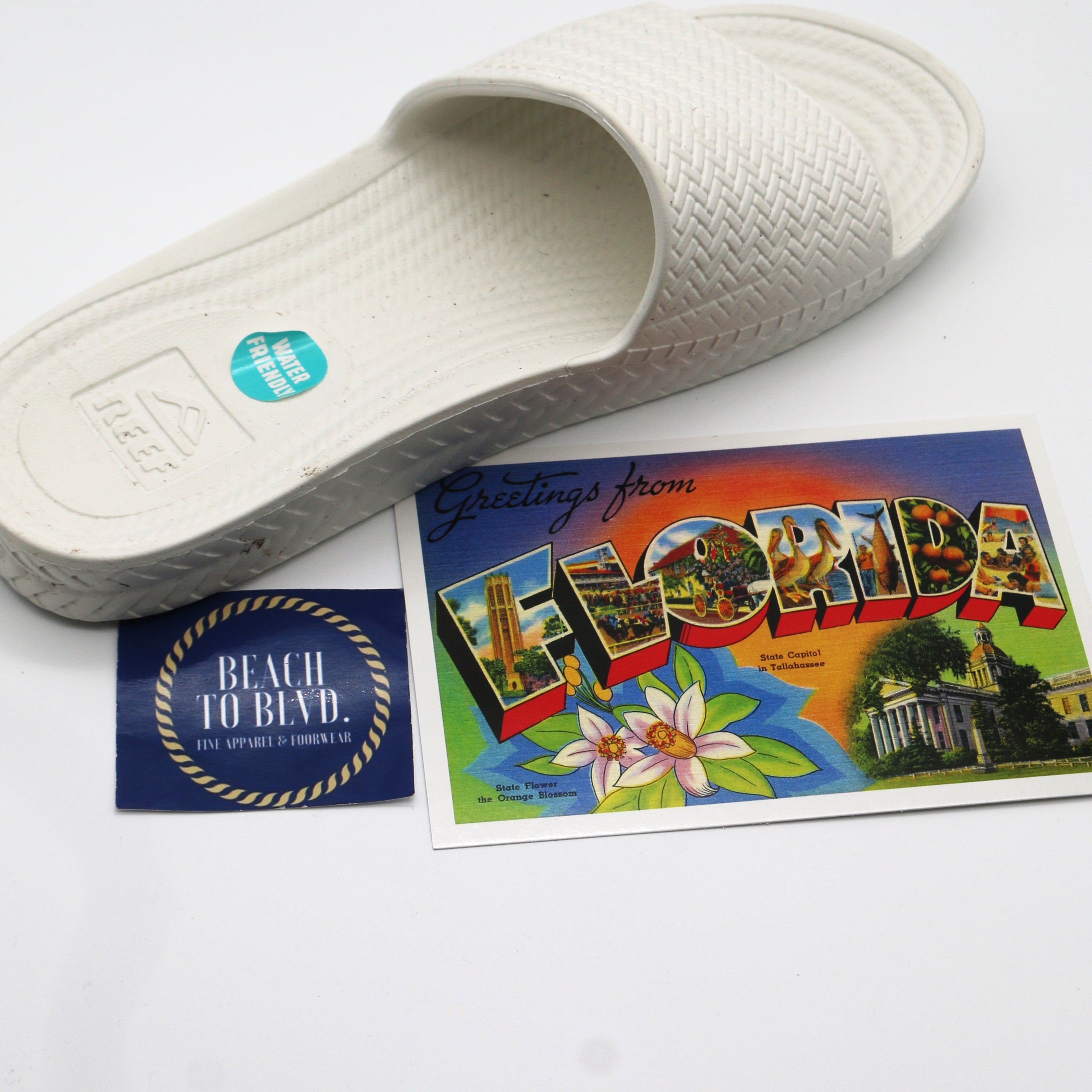 Reef Water Scout White Slide Sandals - BeachToBlvd